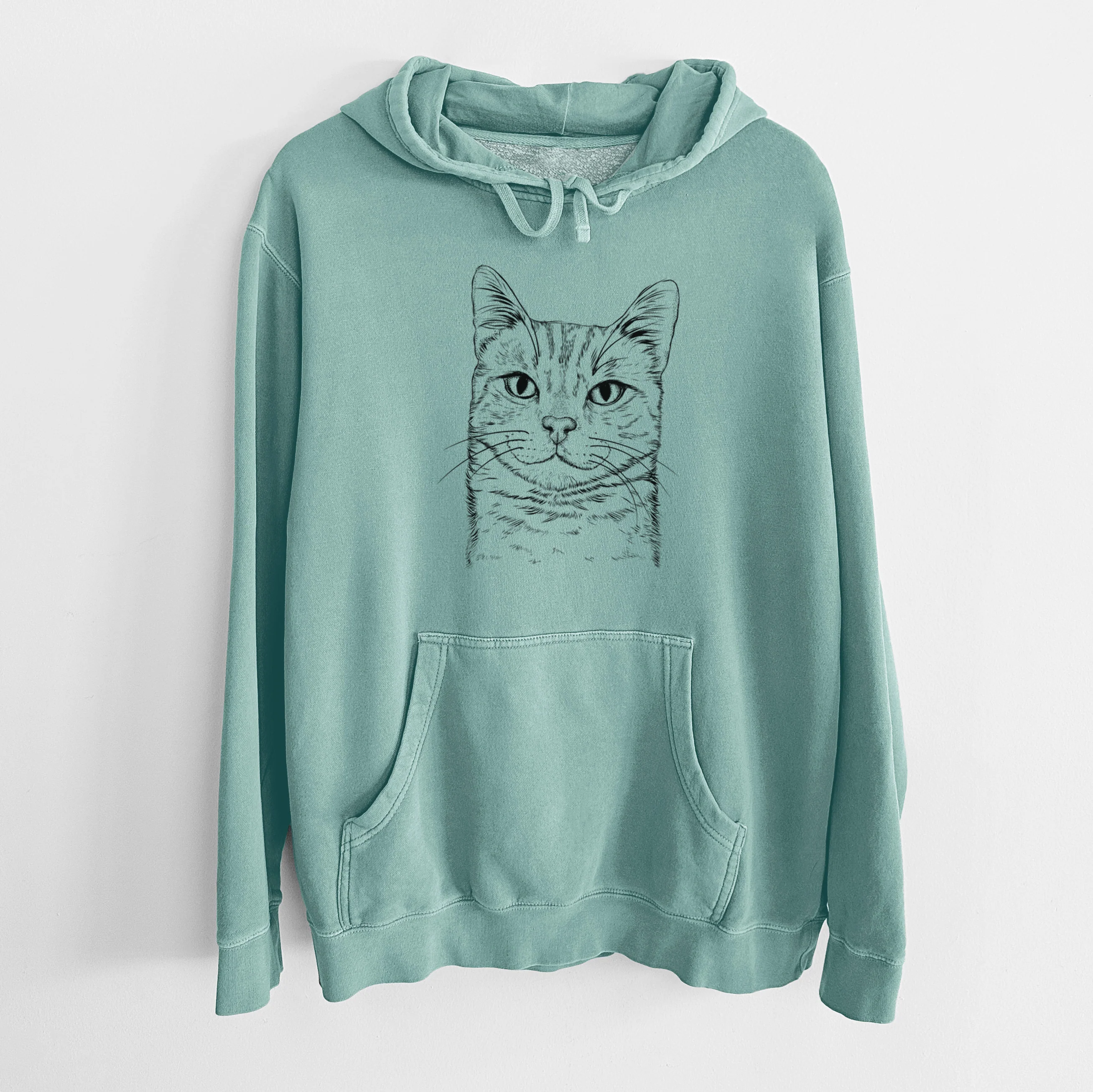 Bare Ginger Tom the Tabby Cat - Unisex Pigment Dyed Hoodie - Image 10