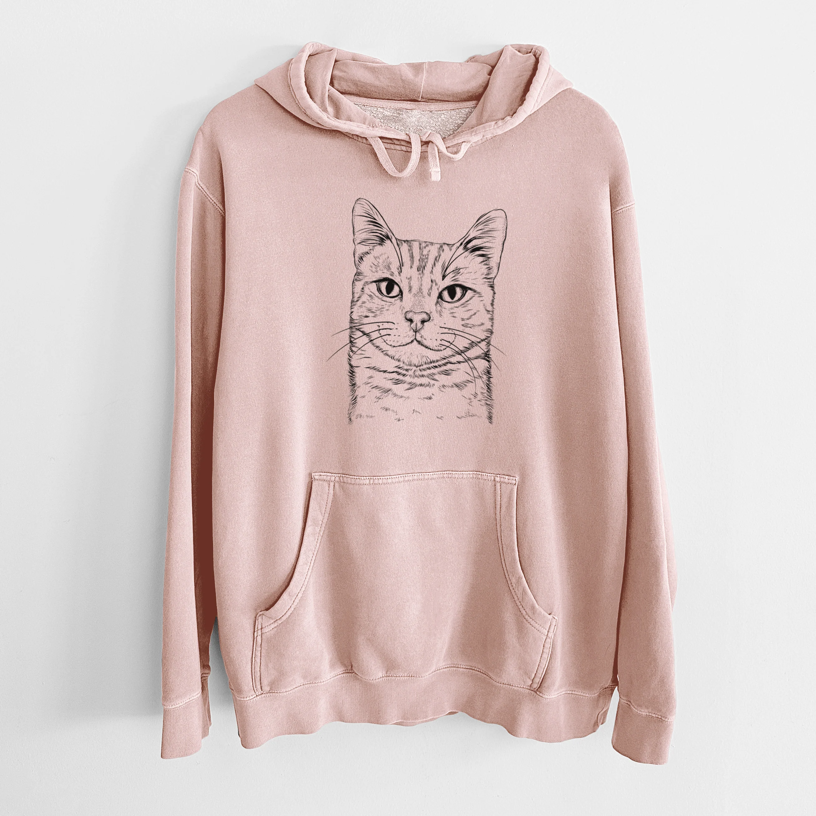 Bare Ginger Tom the Tabby Cat - Unisex Pigment Dyed Hoodie - Image 6