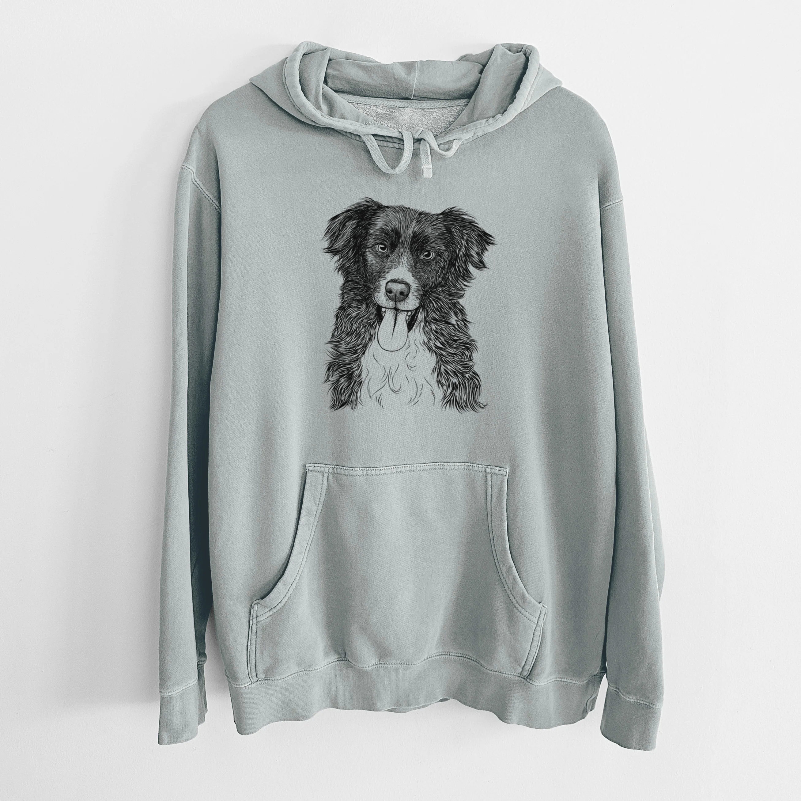 Bare Indi the Border Collie - Unisex Pigment Dyed Hoodie - Image 8