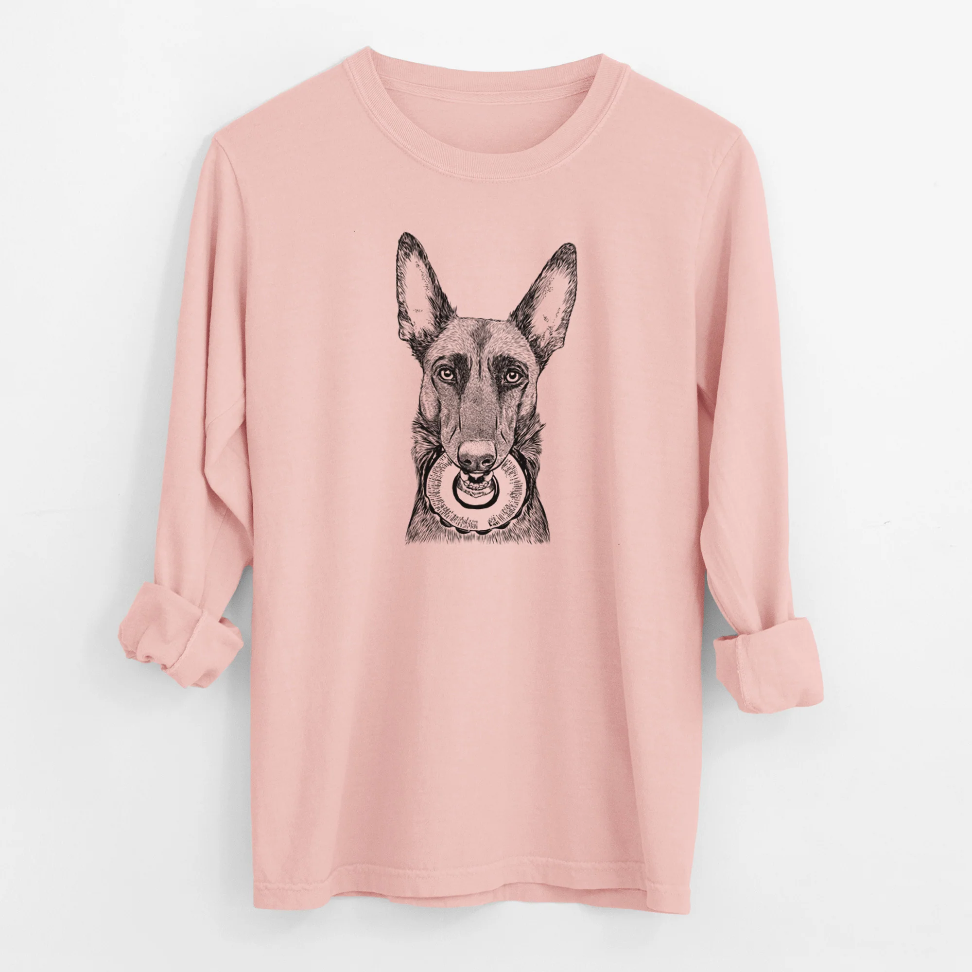 Bare Juno the Belgian Malinois - Men's Heavyweight 100% Cotton Long Sleeve - Image 11