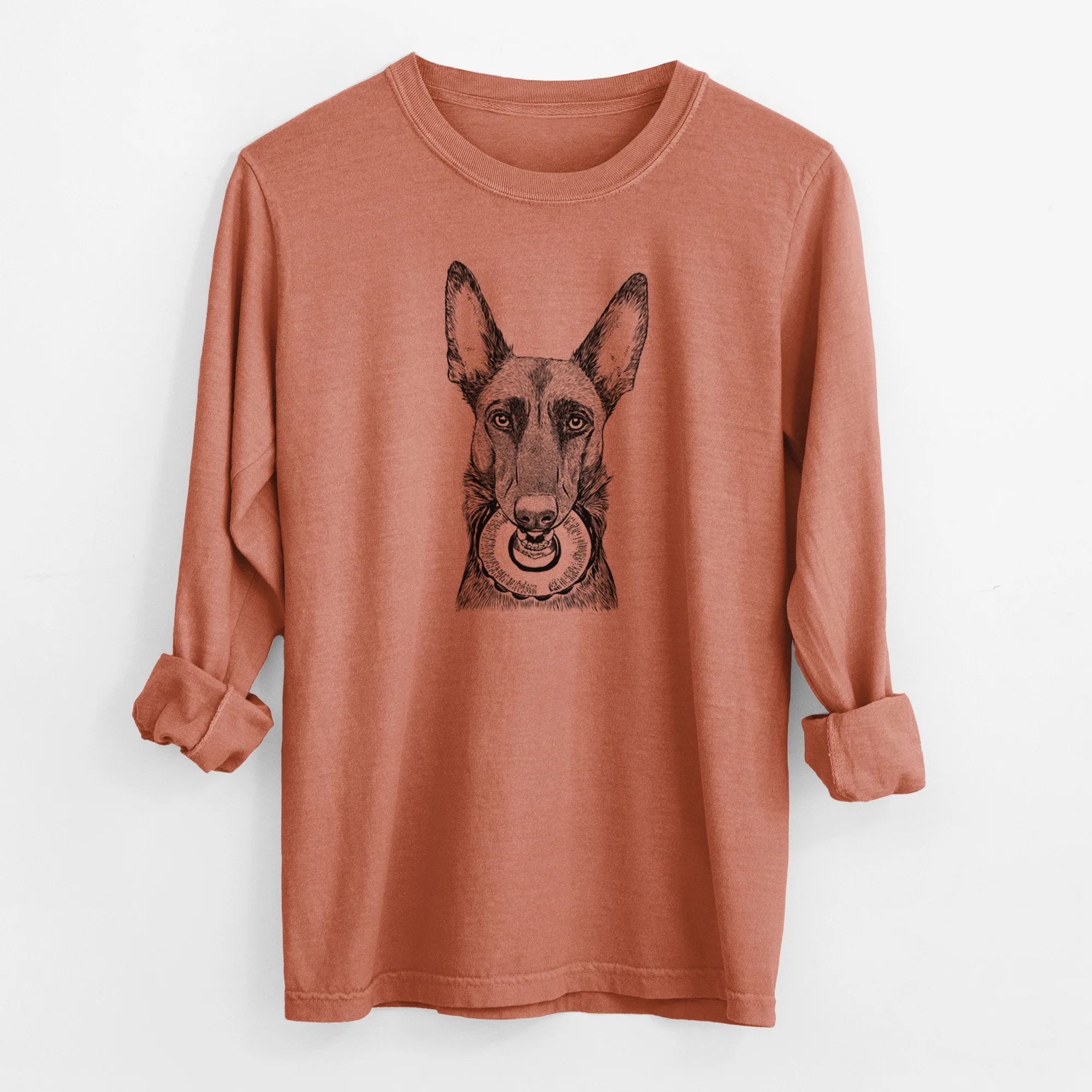 Bare Juno the Belgian Malinois - Men's Heavyweight 100% Cotton Long Sleeve - Image 13