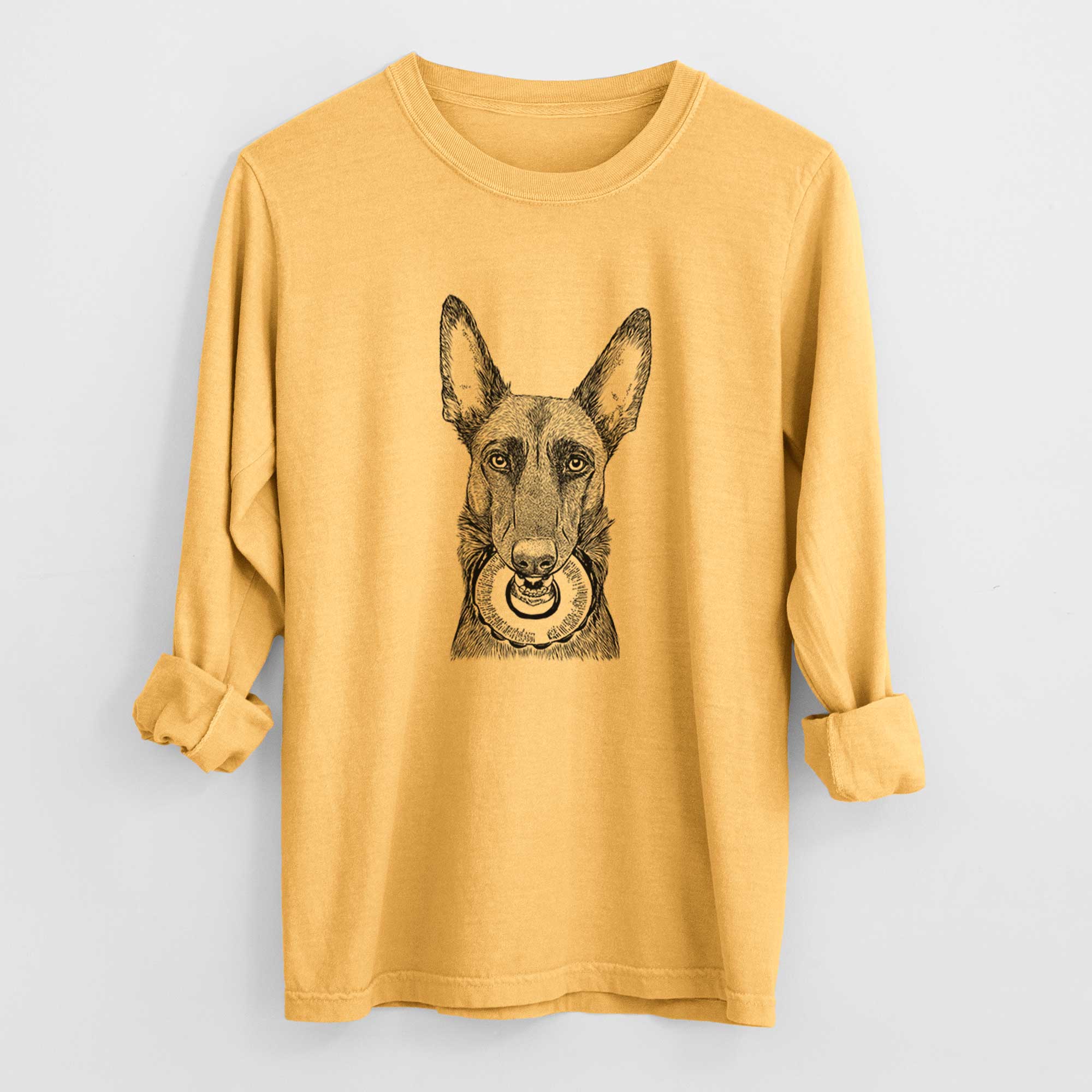 Bare Juno the Belgian Malinois - Men's Heavyweight 100% Cotton Long Sleeve - Image 3