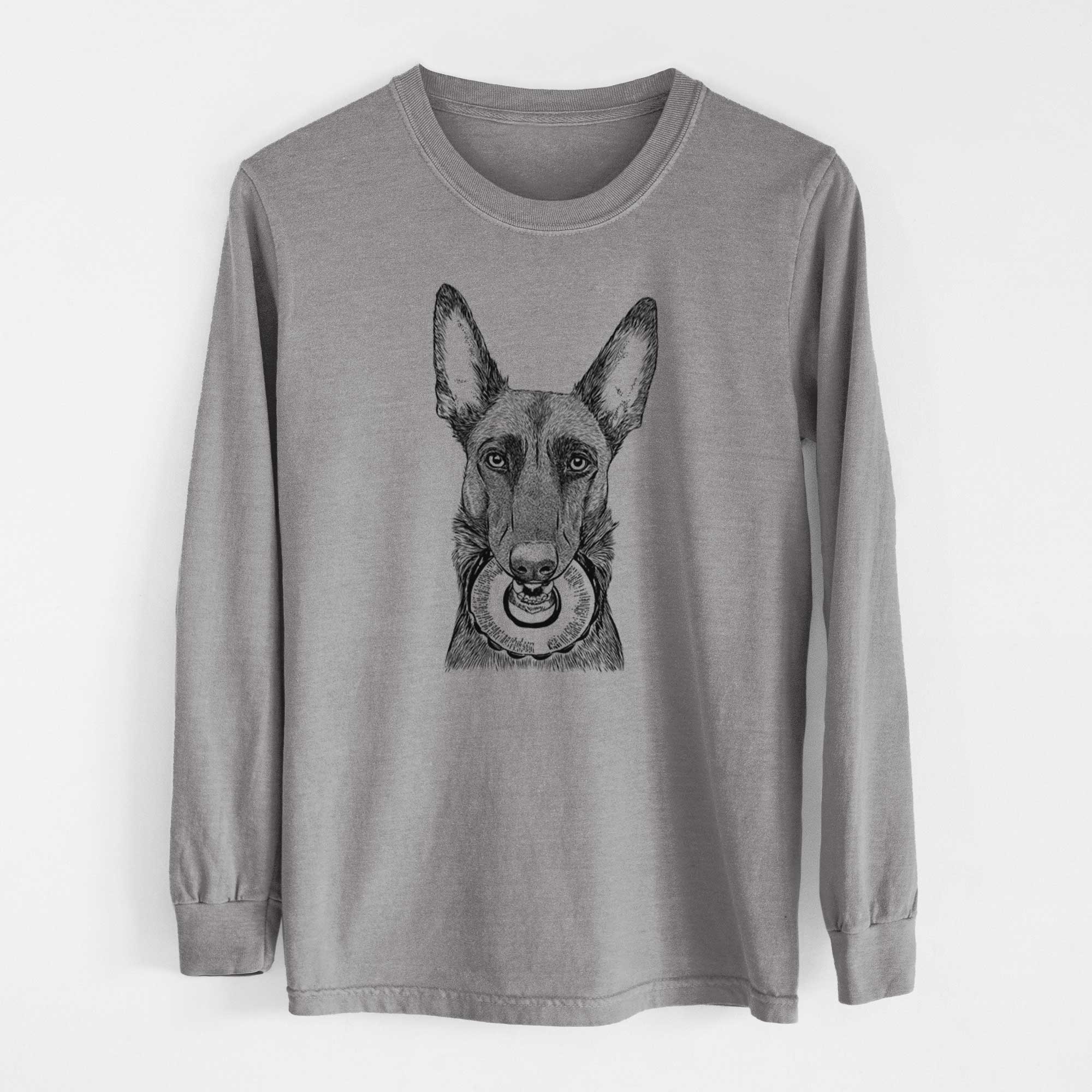 Bare Juno the Belgian Malinois - Men's Heavyweight 100% Cotton Long Sleeve - Image 7