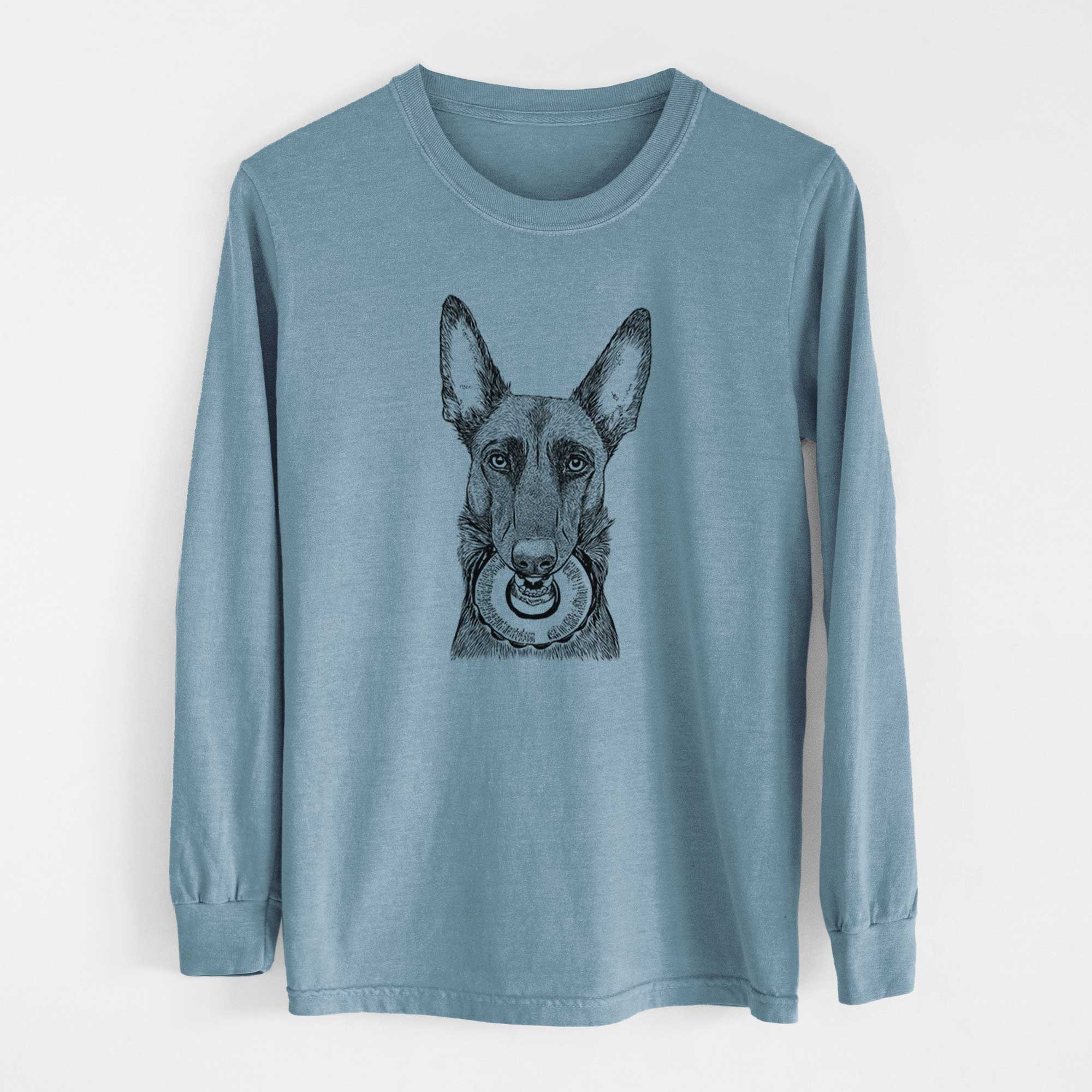 Bare Juno the Belgian Malinois - Men's Heavyweight 100% Cotton Long Sleeve - Image 8
