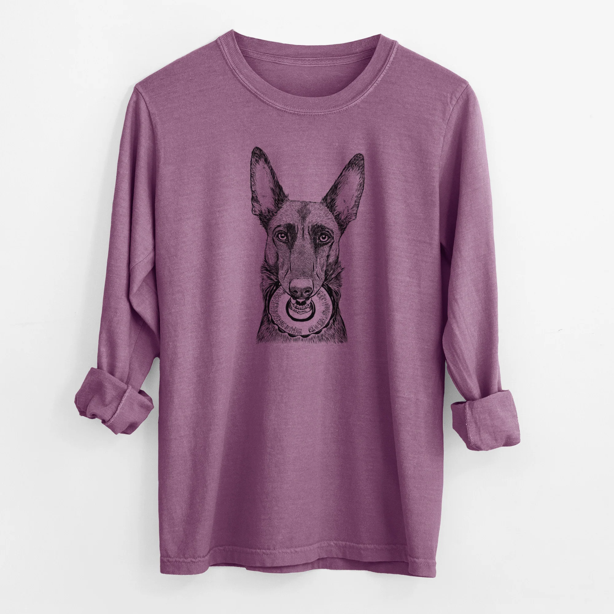 Bare Juno the Belgian Malinois - Men's Heavyweight 100% Cotton Long Sleeve - Image 9