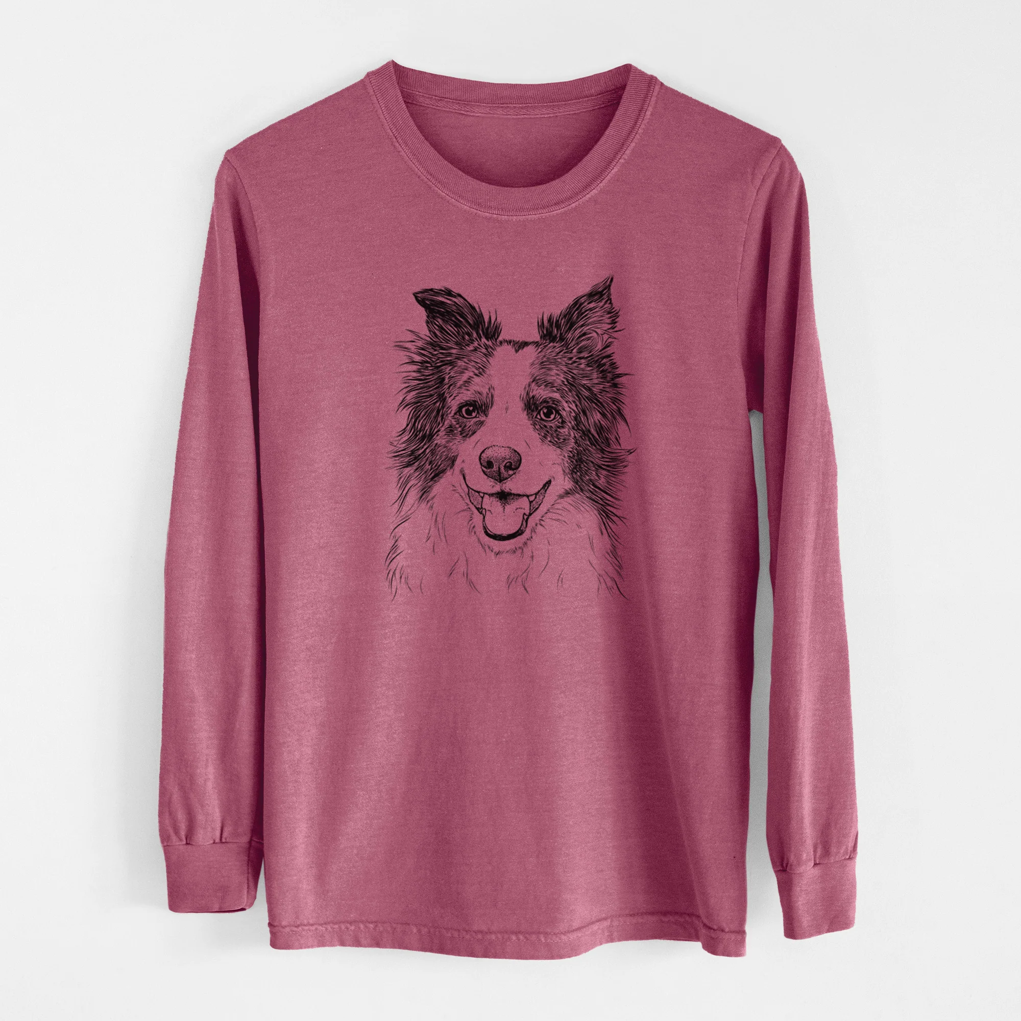 Bare Kylee the Border Collie - Men's Heavyweight 100% Cotton Long Sleeve - Image 10