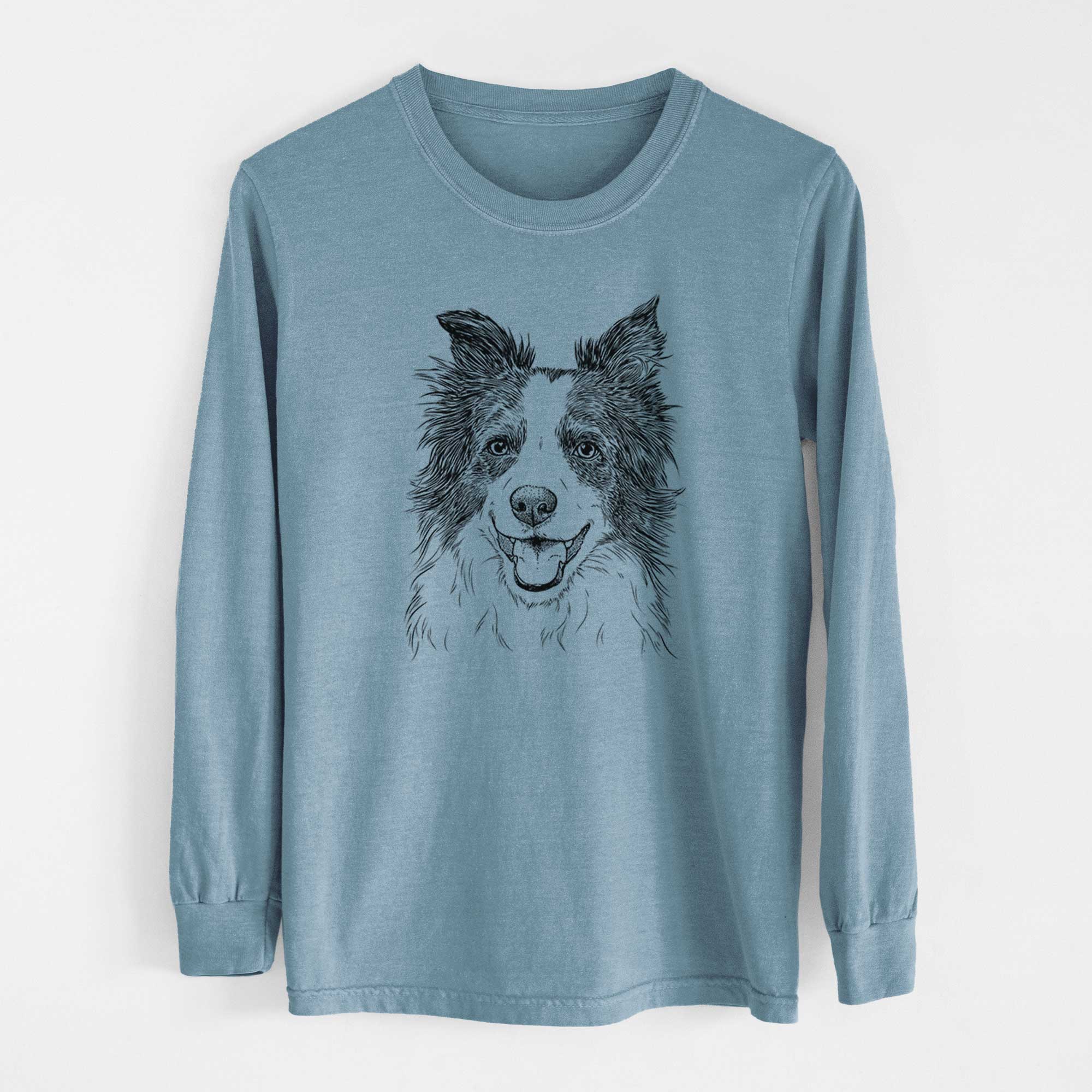 Bare Kylee the Border Collie - Men's Heavyweight 100% Cotton Long Sleeve - Image 8