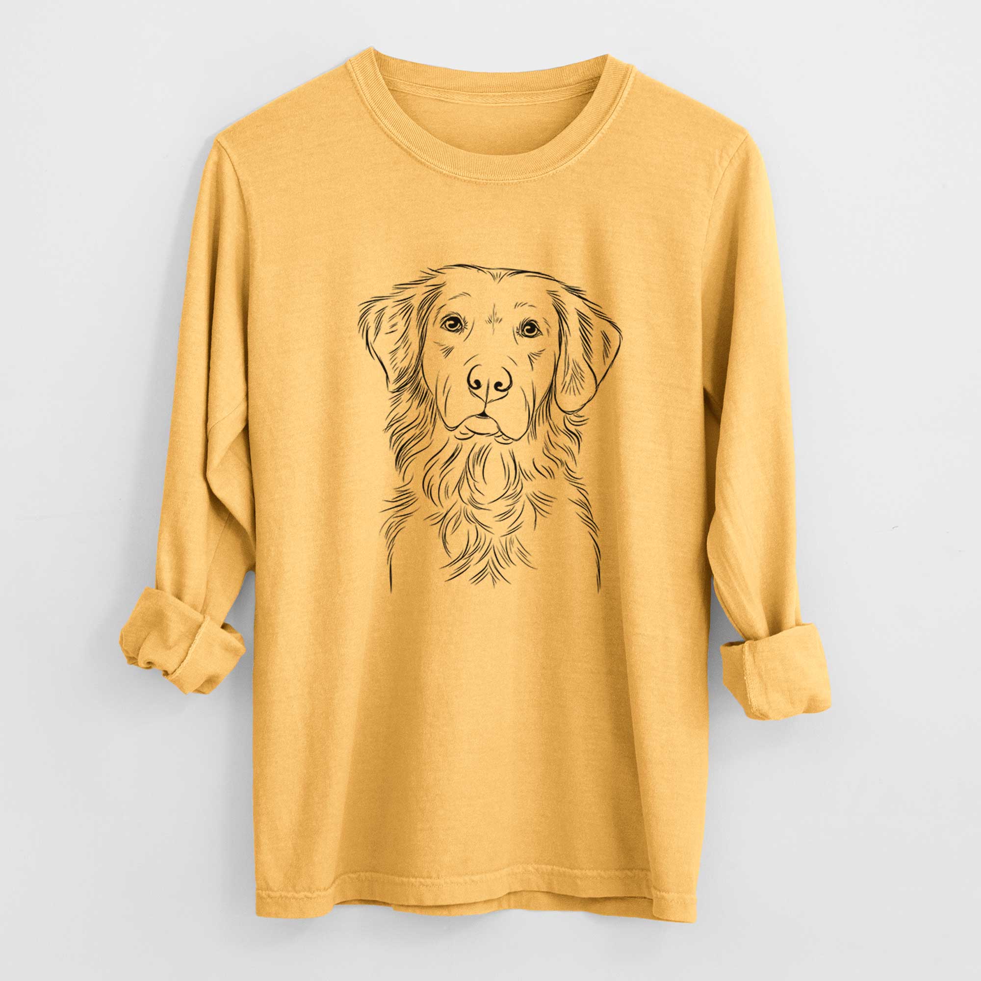 Bare Linden the Golden Retriever - Men's Heavyweight 100% Cotton Long Sleeve - Image 3