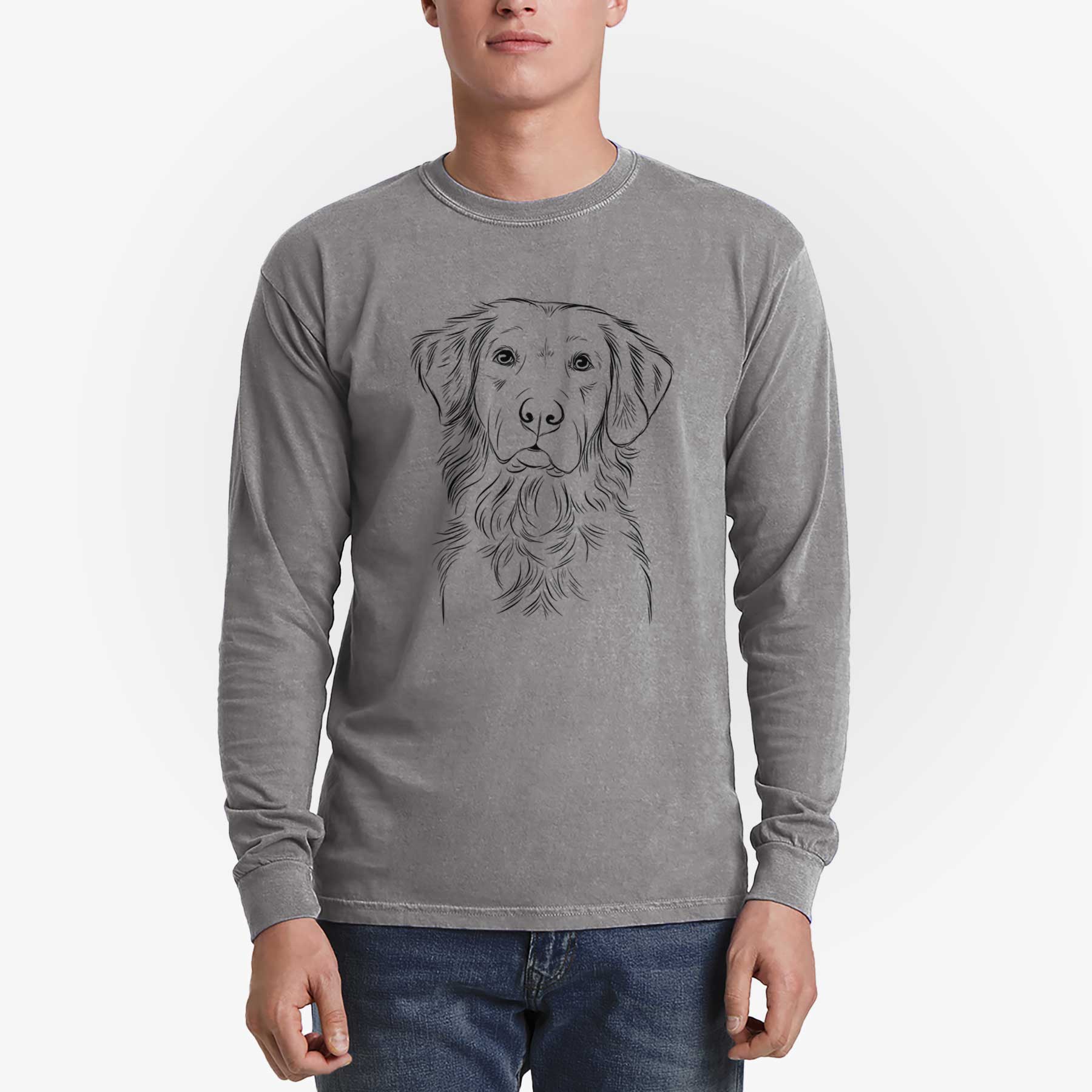Bare Linden the Golden Retriever - Men's Heavyweight 100% Cotton Long Sleeve - Image 5