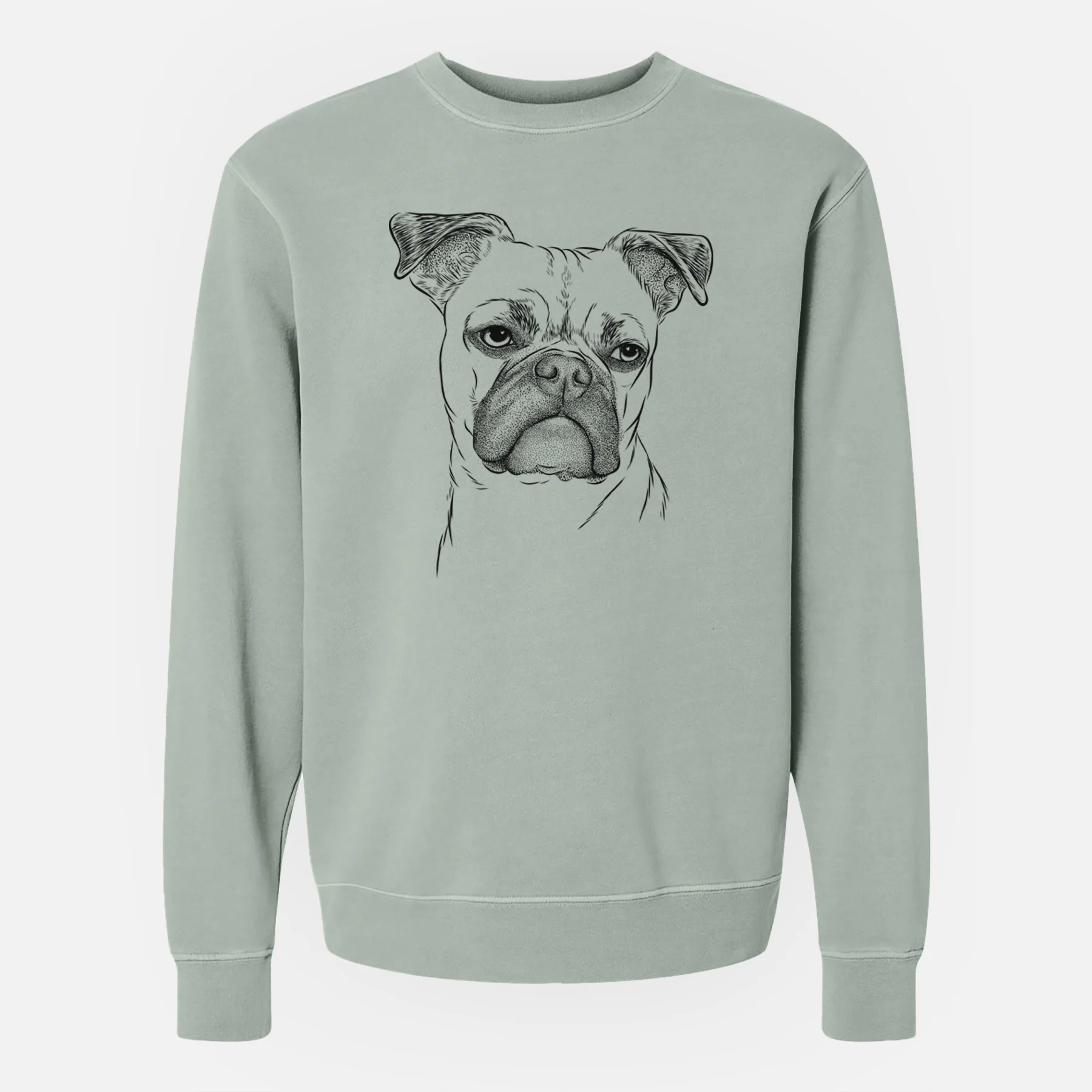 Bare Mack the Bugg (Boston Terrier/Pug) - Unisex Pigment Dyed Crew Sweatshirt - Image 5