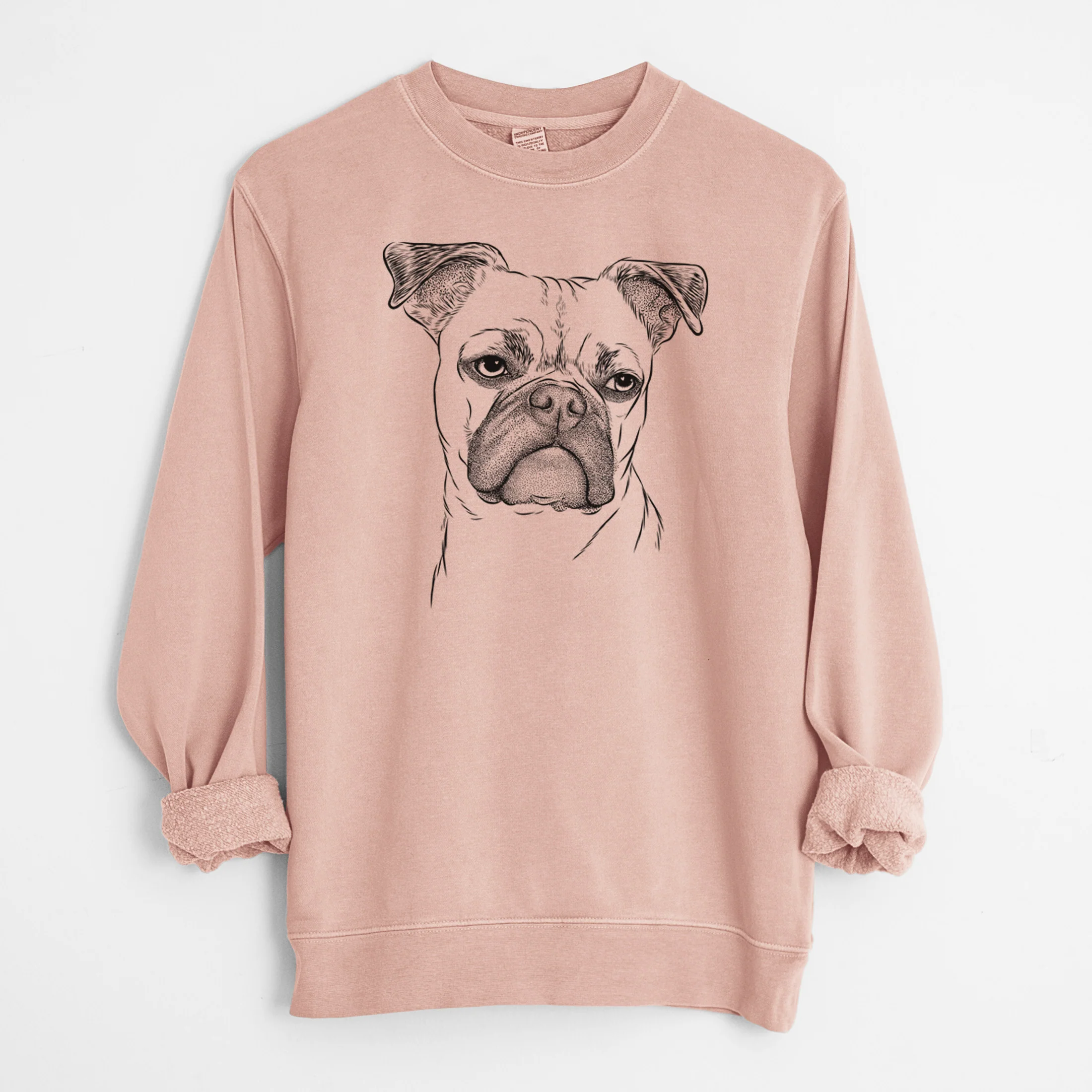 Bare Mack the Bugg (Boston Terrier/Pug) - Unisex Pigment Dyed Crew Sweatshirt - Image 6