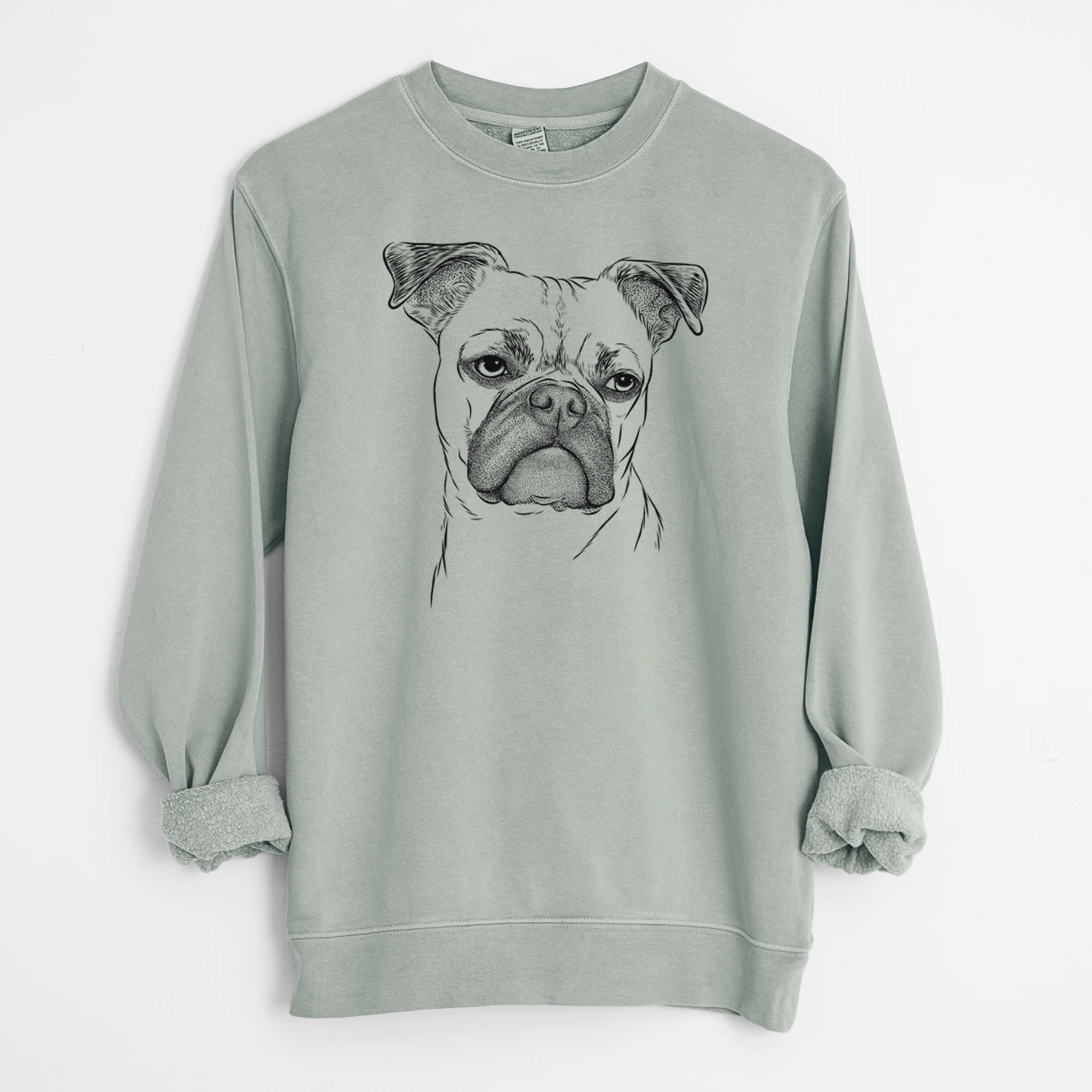 Bare Mack the Bugg (Boston Terrier/Pug) - Unisex Pigment Dyed Crew Sweatshirt - Image 7