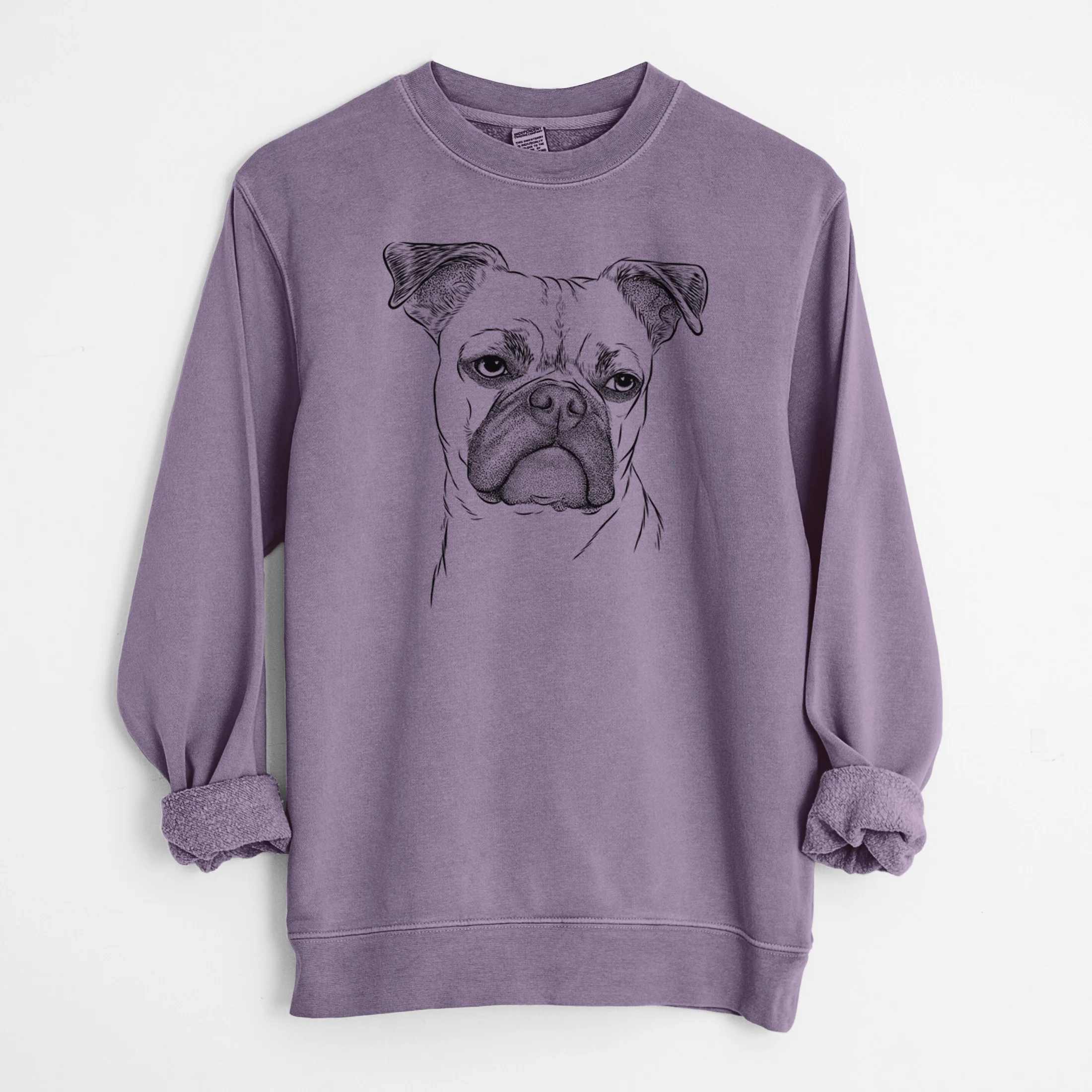 Bare Mack the Bugg (Boston Terrier/Pug) - Unisex Pigment Dyed Crew Sweatshirt - Image 9