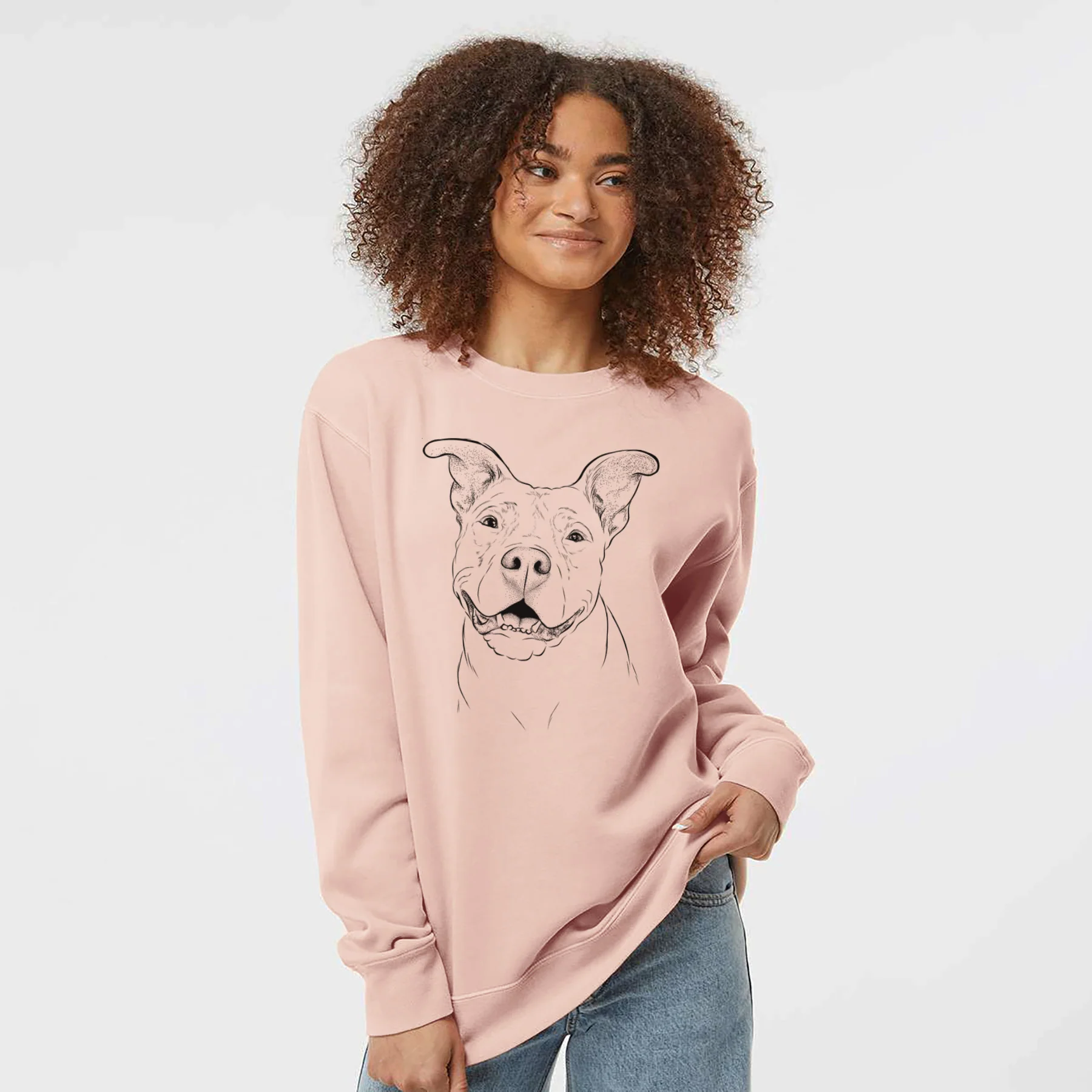 Bare Malibu the Staffordshire Terrier/Pitbull Mix - Unisex Pigment Dyed Crew Sweatshirt - Image 3