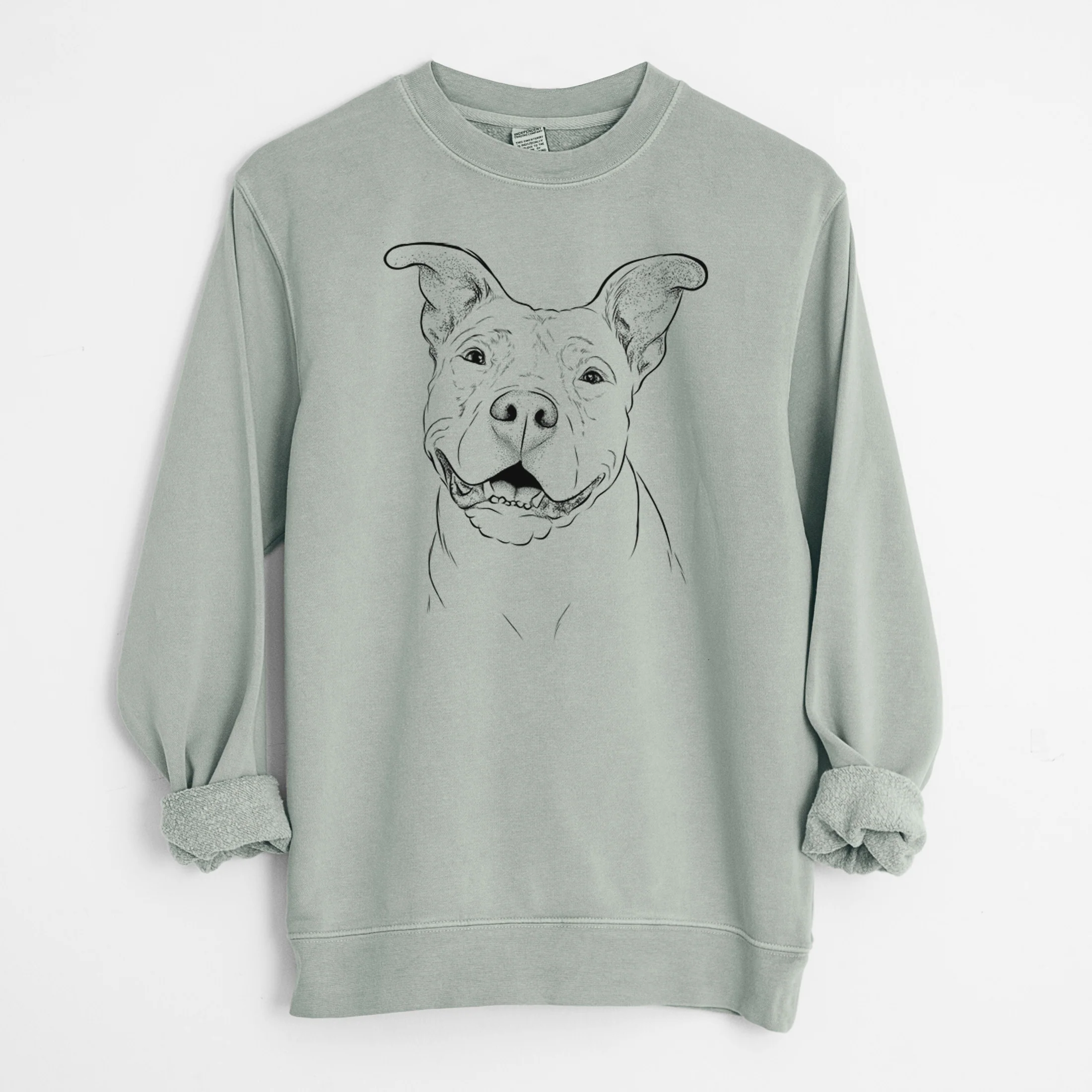 Bare Malibu the Staffordshire Terrier/Pitbull Mix - Unisex Pigment Dyed Crew Sweatshirt - Image 7