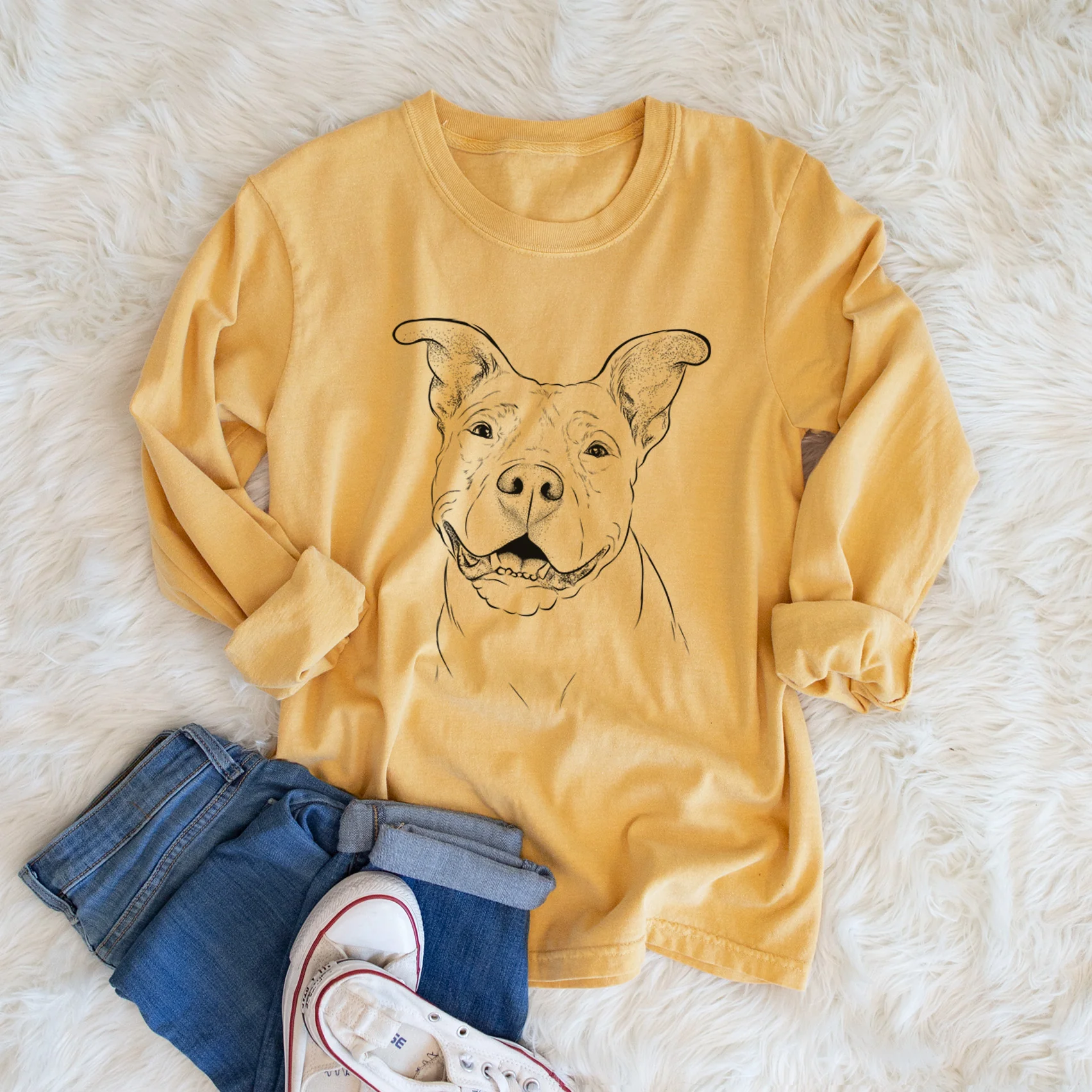 Bare Malibu the Staffordshire Terrier/Pitbull Mix - Heavyweight 100% Cotton Long Sleeve - Image 5