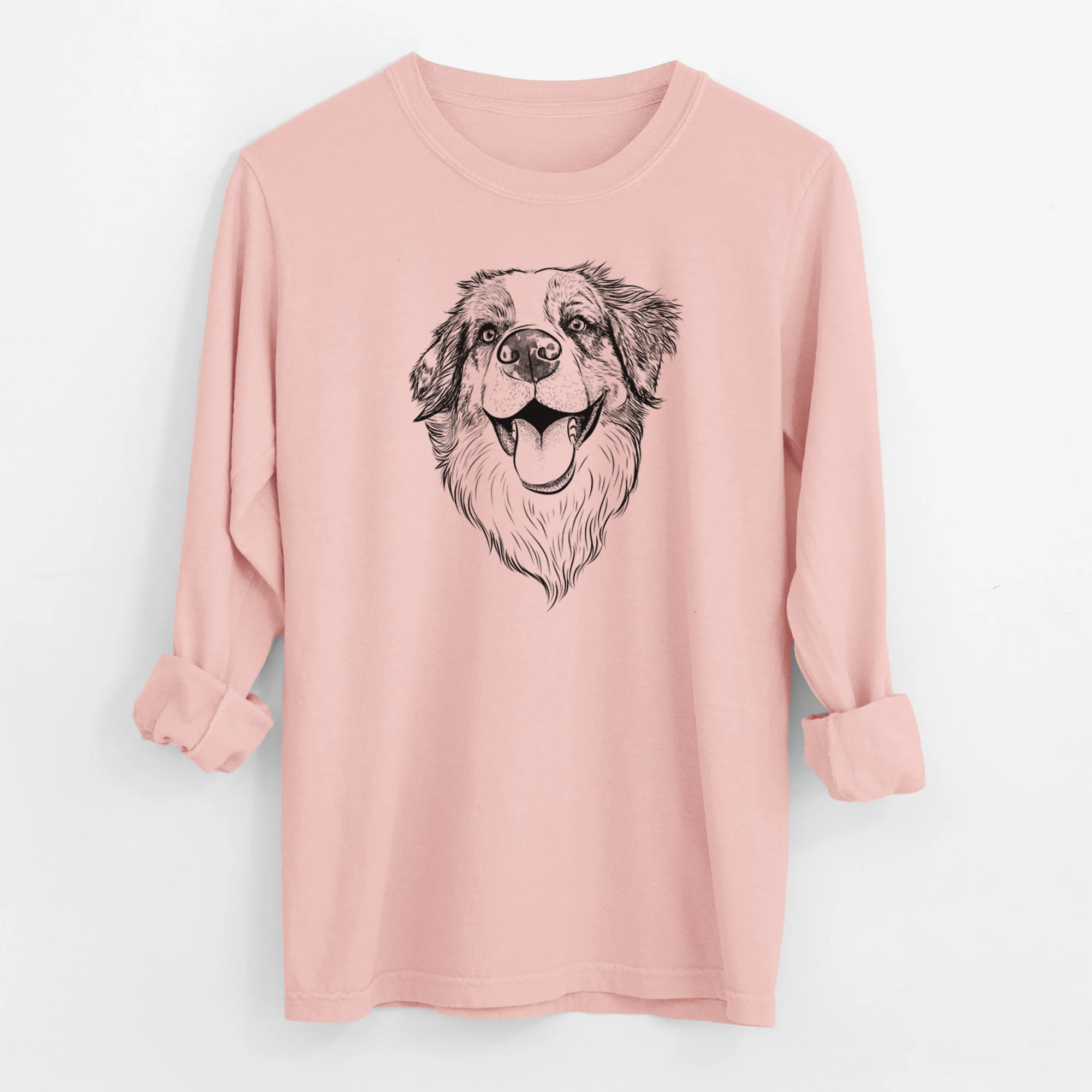 Bare Mila the Australian Shepherd - Men's Heavyweight 100% Cotton Long Sleeve - Image 11