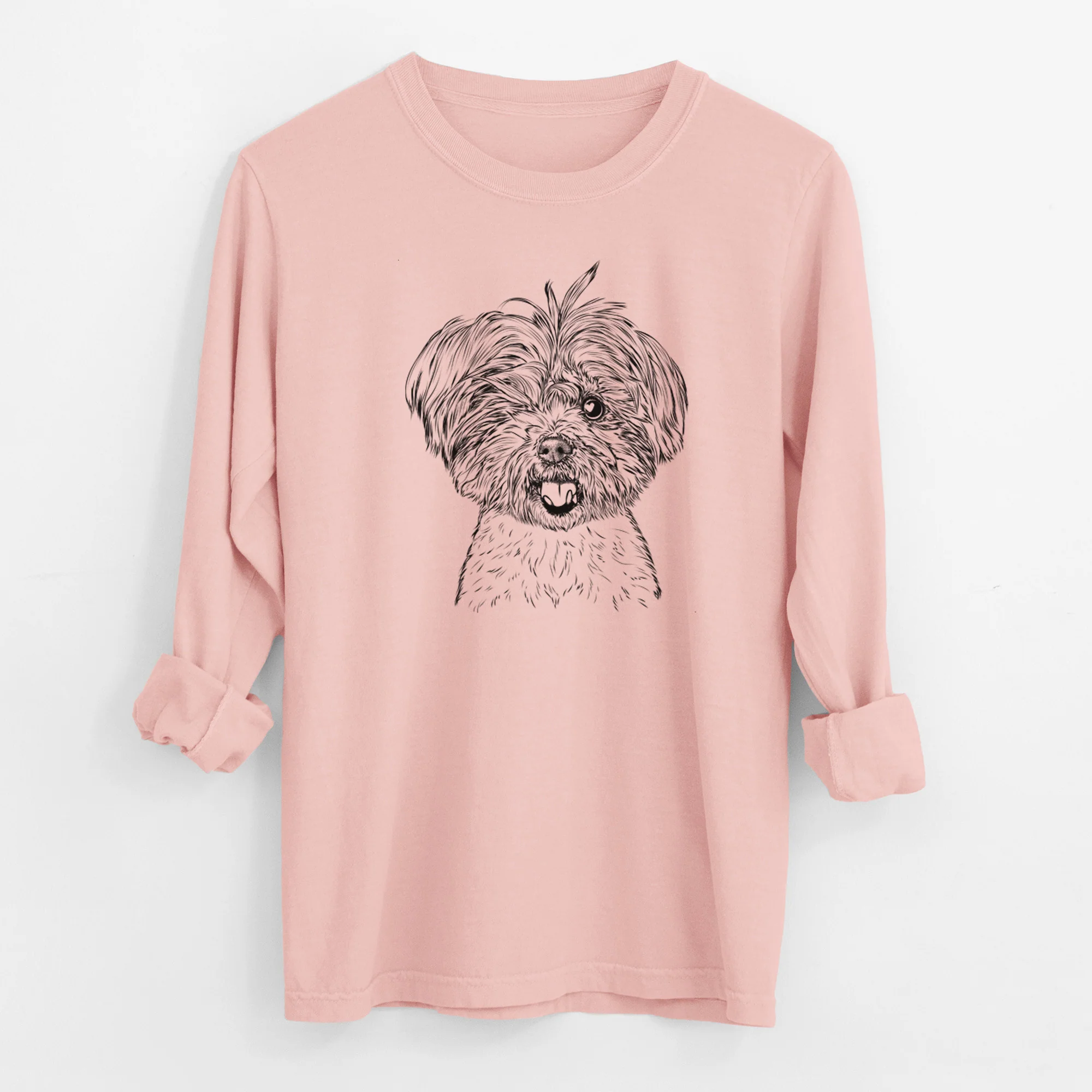 Bare Oliver the Yorkie Mix - Men's Heavyweight 100% Cotton Long Sleeve - Image 11