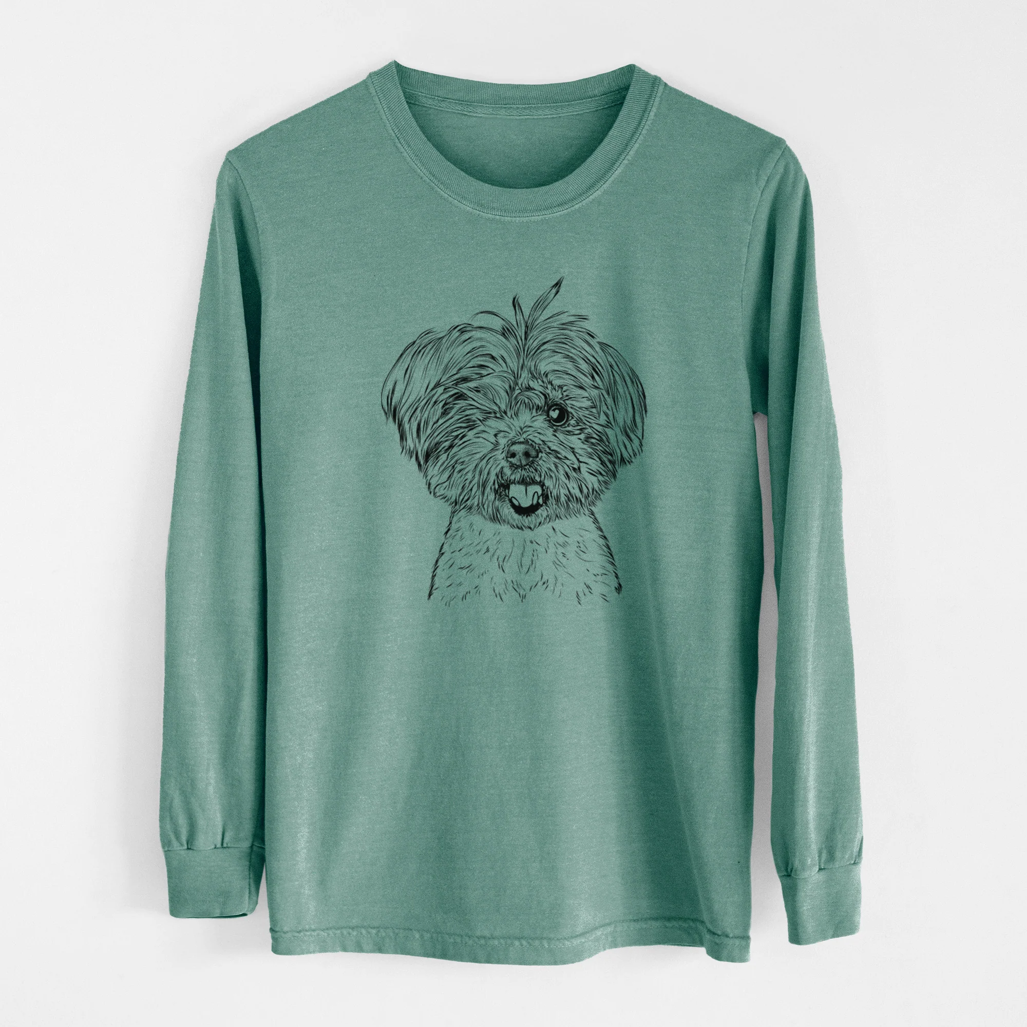 Bare Oliver the Yorkie Mix - Men's Heavyweight 100% Cotton Long Sleeve - Image 12