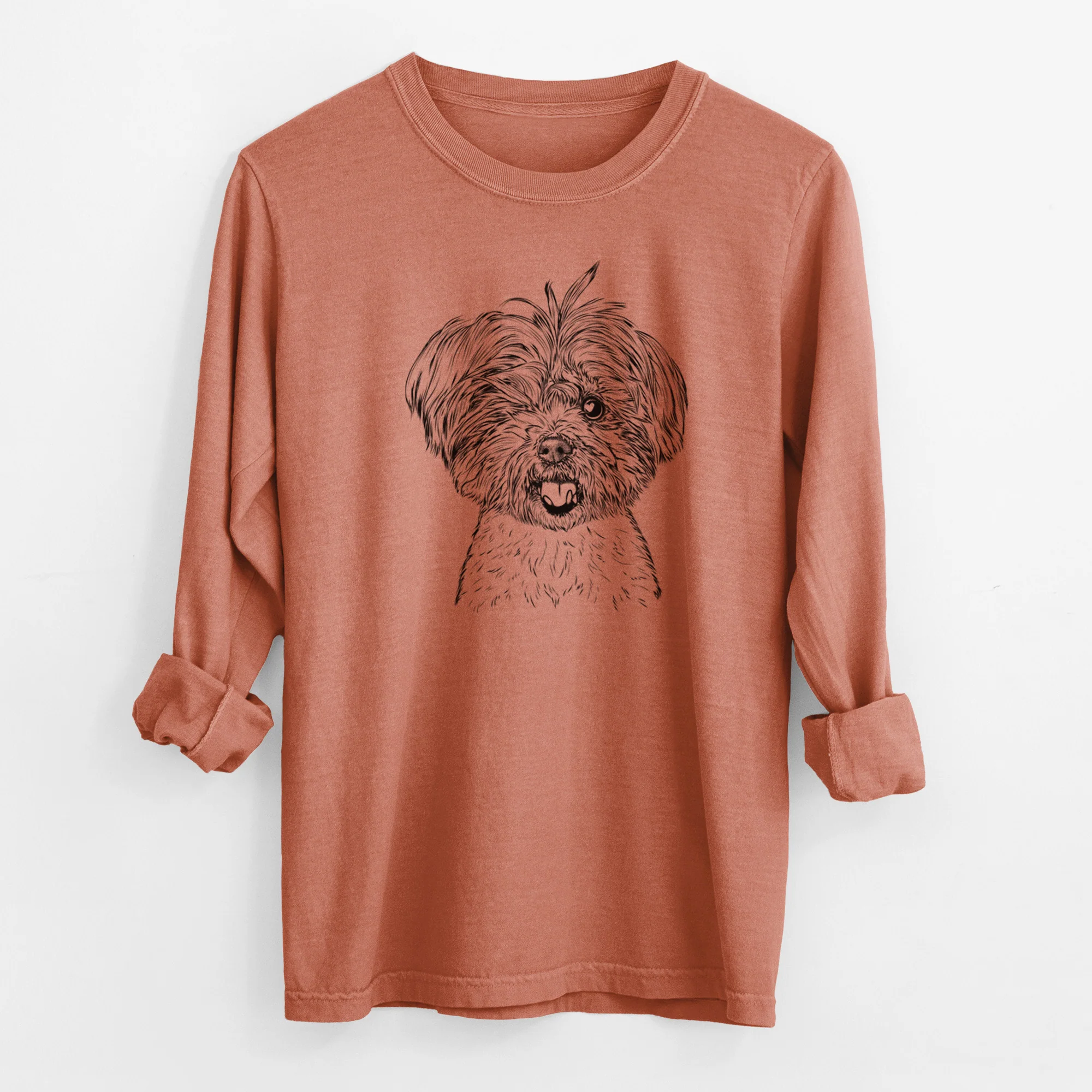 Bare Oliver the Yorkie Mix - Men's Heavyweight 100% Cotton Long Sleeve - Image 13