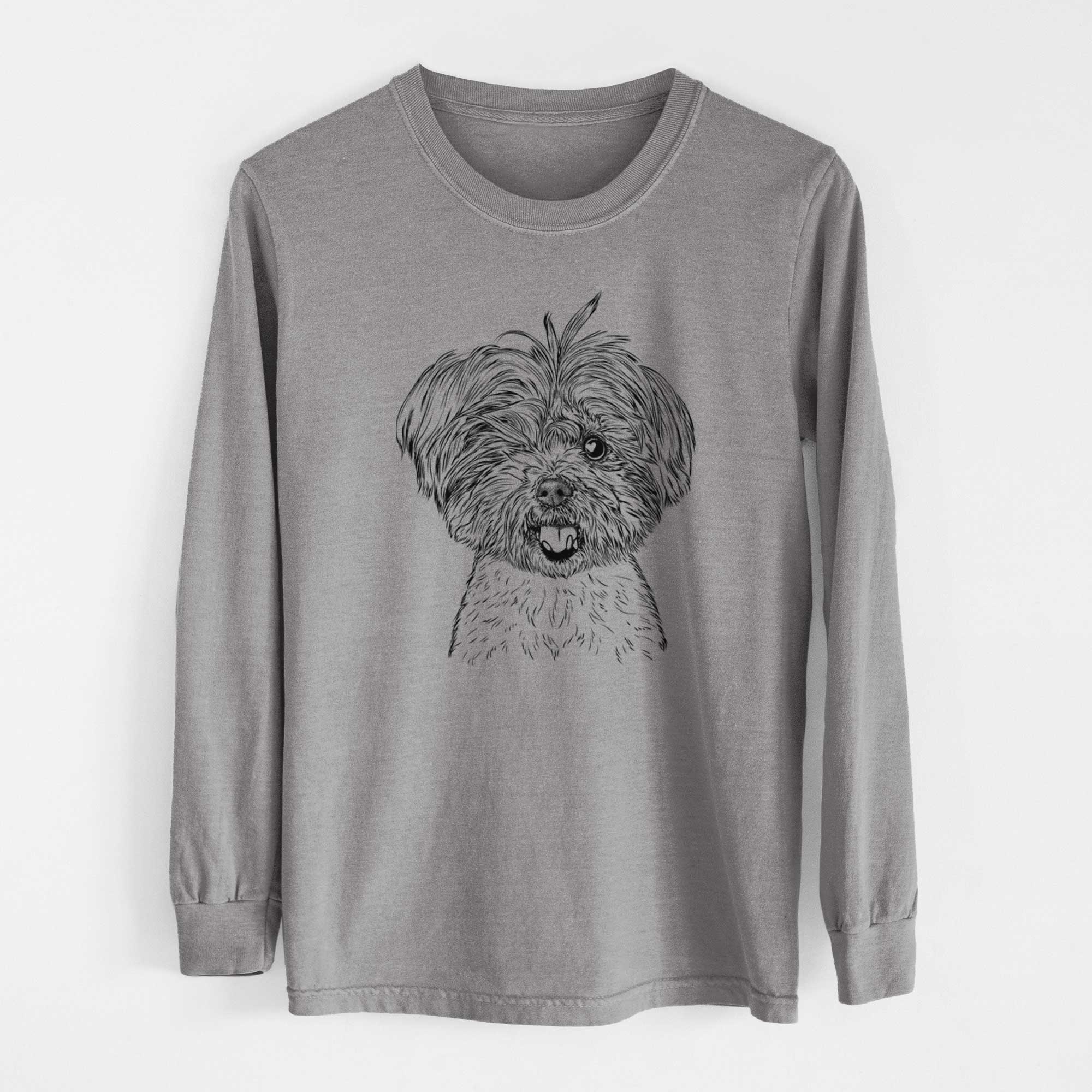 Bare Oliver the Yorkie Mix - Men's Heavyweight 100% Cotton Long Sleeve - Image 7