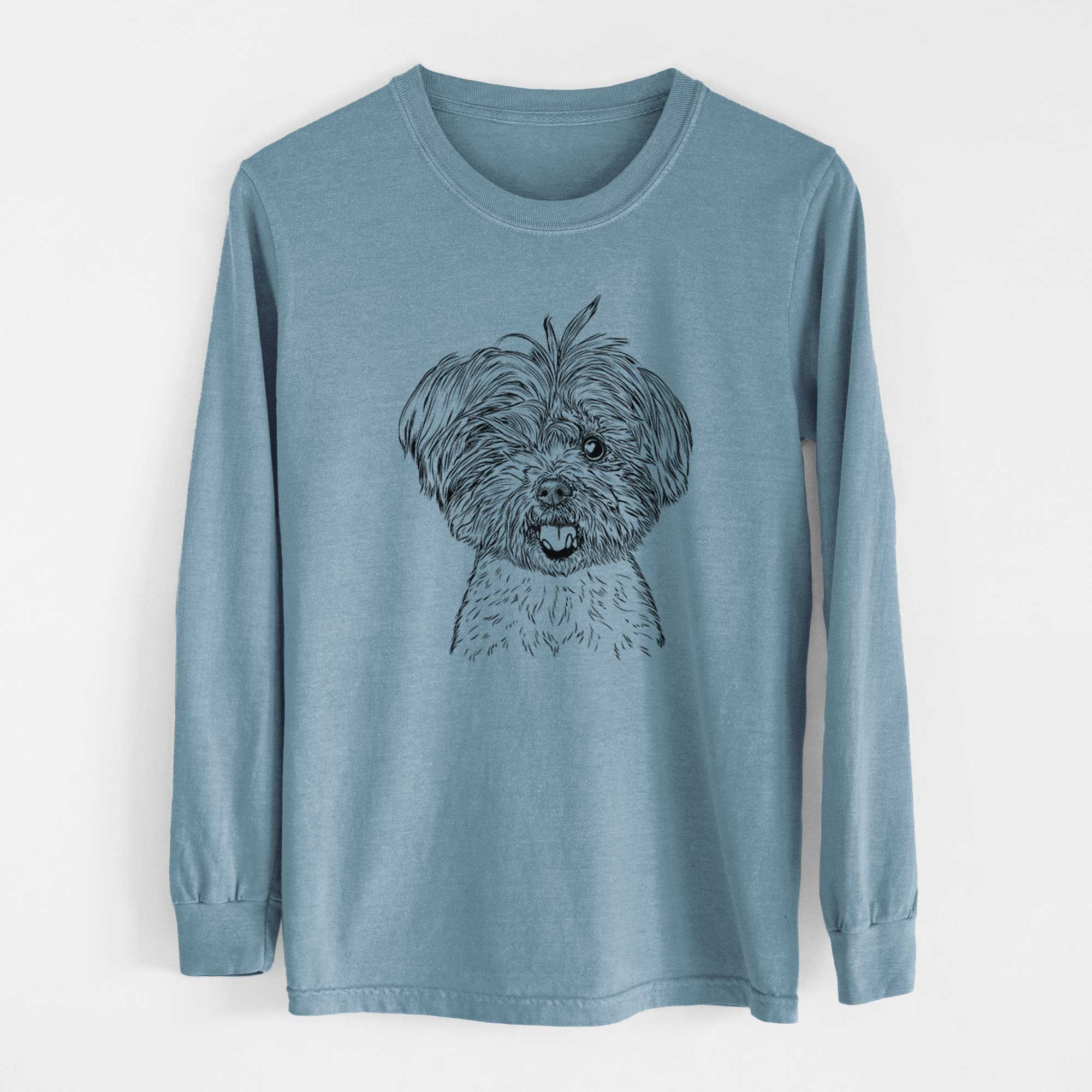 Bare Oliver the Yorkie Mix - Men's Heavyweight 100% Cotton Long Sleeve - Image 8
