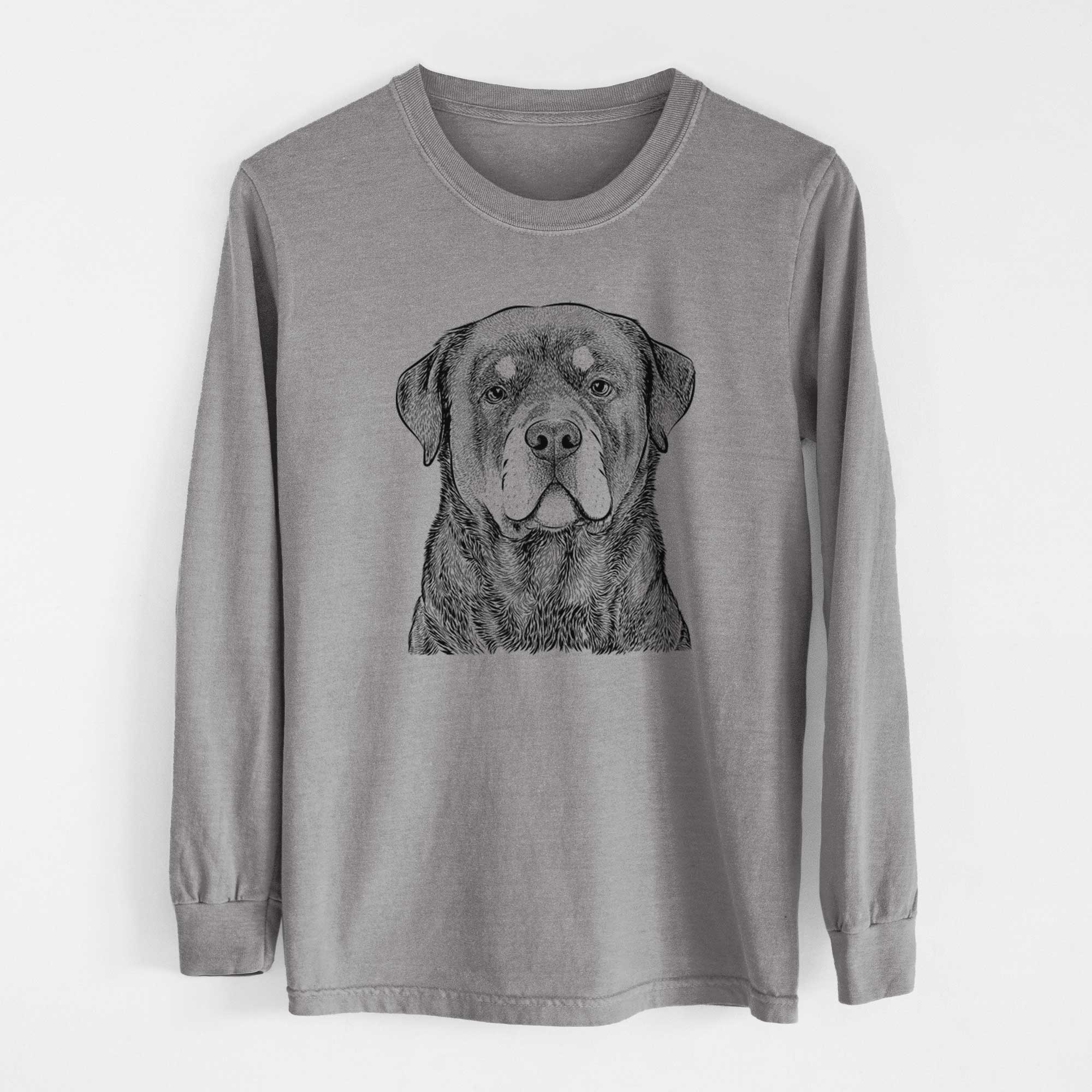 Bare Sarge the Rottweiler - Men's Heavyweight 100% Cotton Long Sleeve - Image 7
