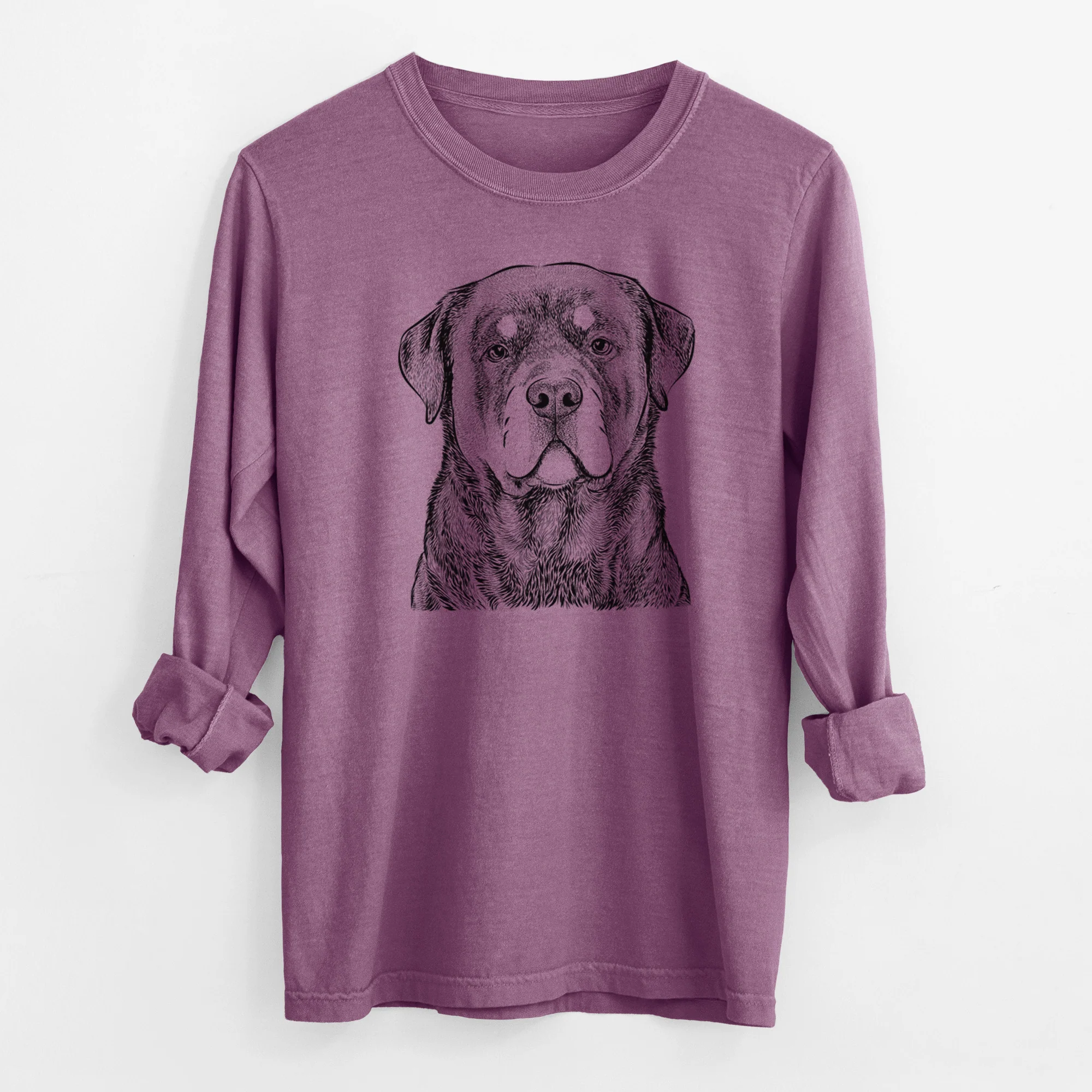 Bare Sarge the Rottweiler - Men's Heavyweight 100% Cotton Long Sleeve - Image 9