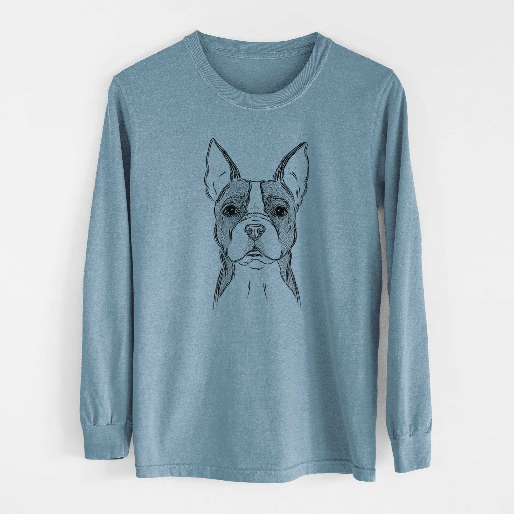 Bare Scout the Boston Terrier - Men's Heavyweight 100% Cotton Long Sleeve - Image 8