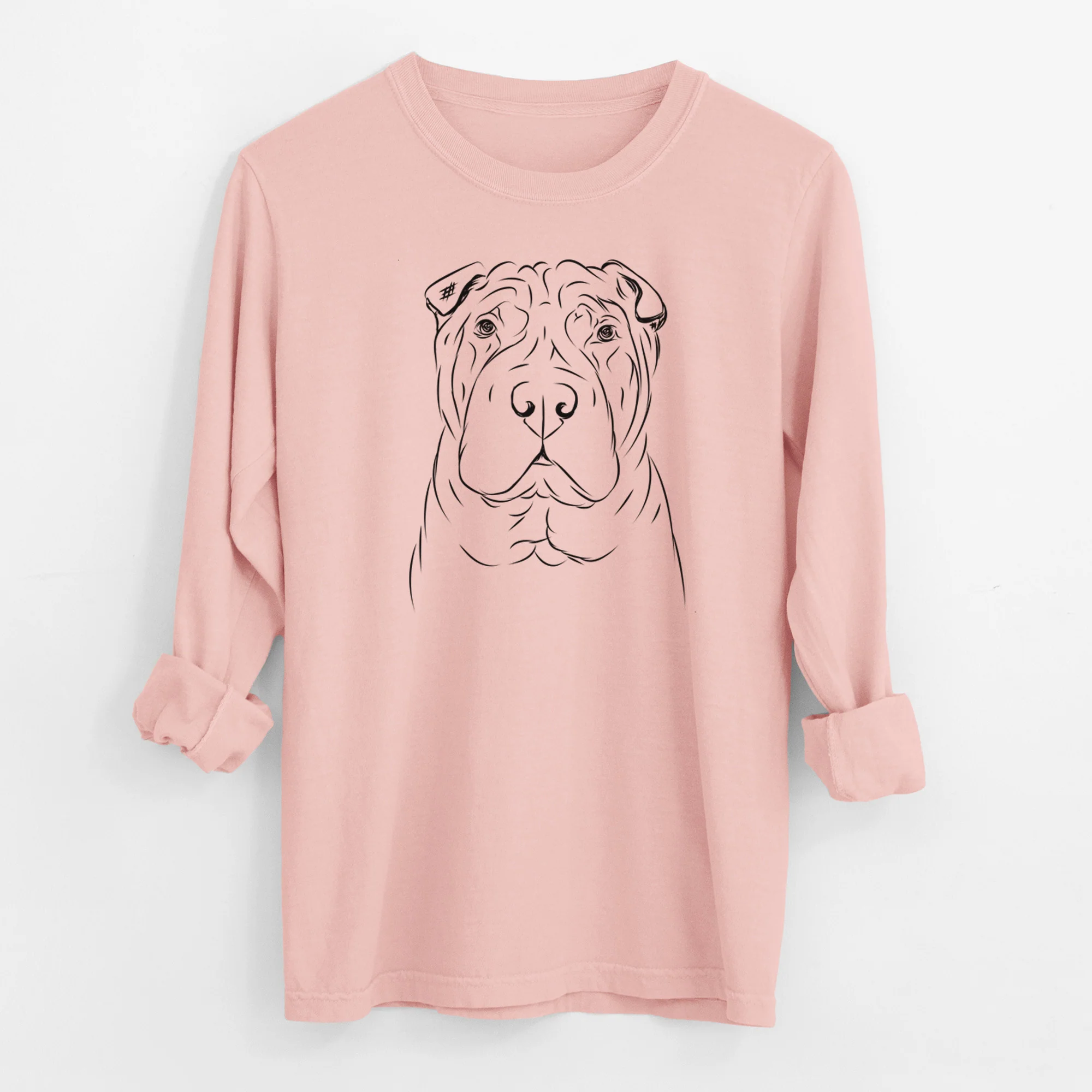 Bare Sharpy the Shar Pei - Men's Heavyweight 100% Cotton Long Sleeve - Image 11