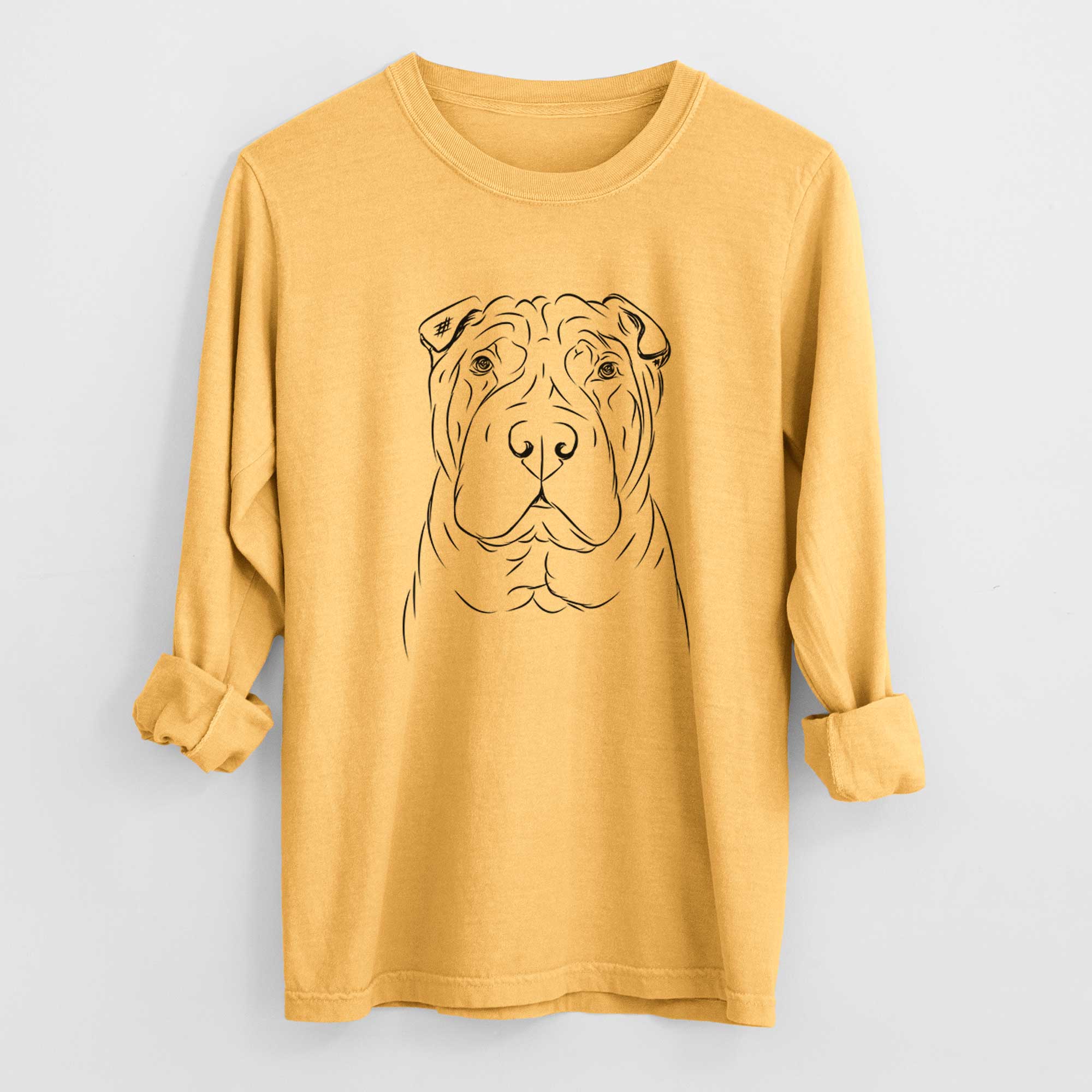 Bare Sharpy the Shar Pei - Men's Heavyweight 100% Cotton Long Sleeve - Image 3