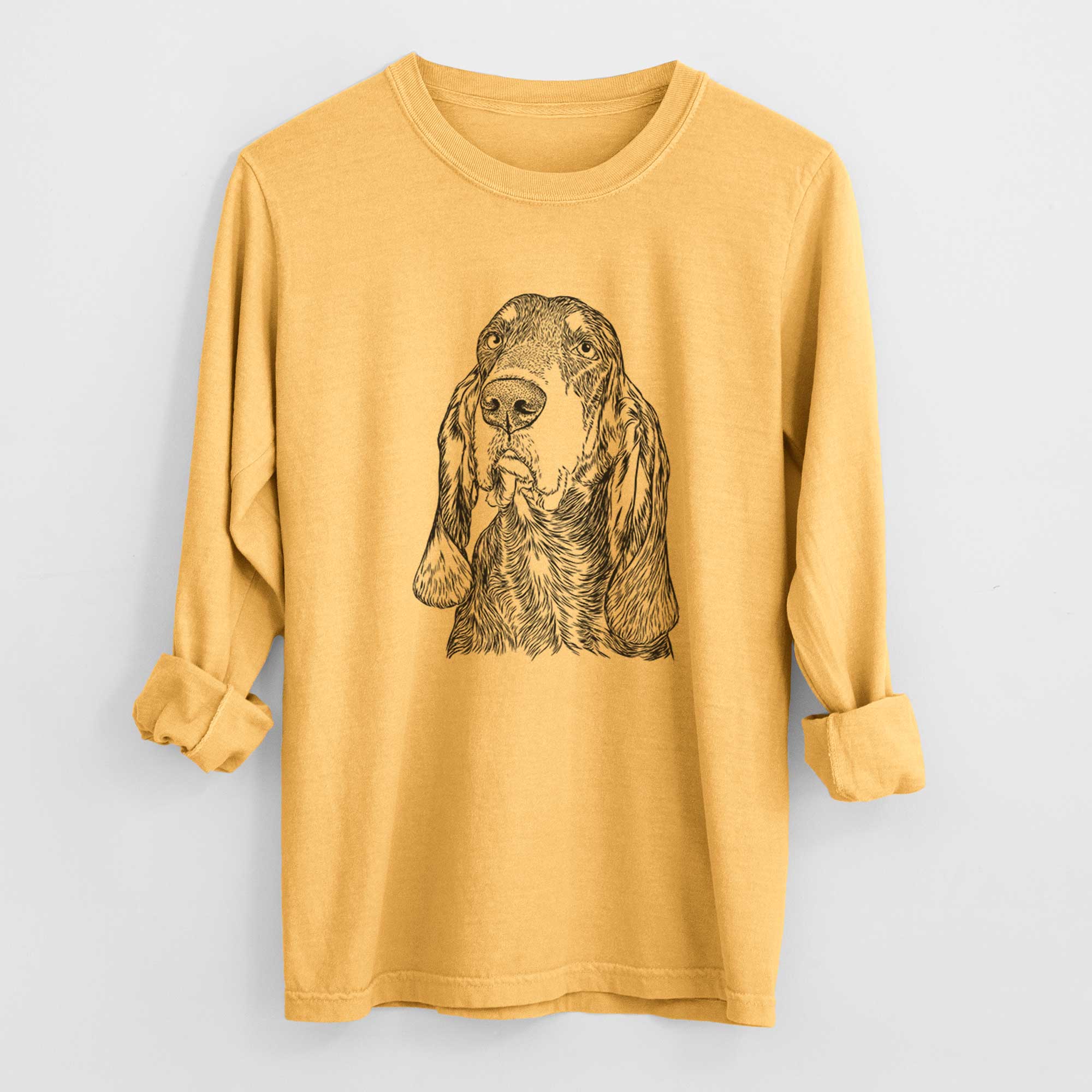 Bare Stu the Black and Tan Coonhound - Men's Heavyweight 100% Cotton Long Sleeve - Image 3
