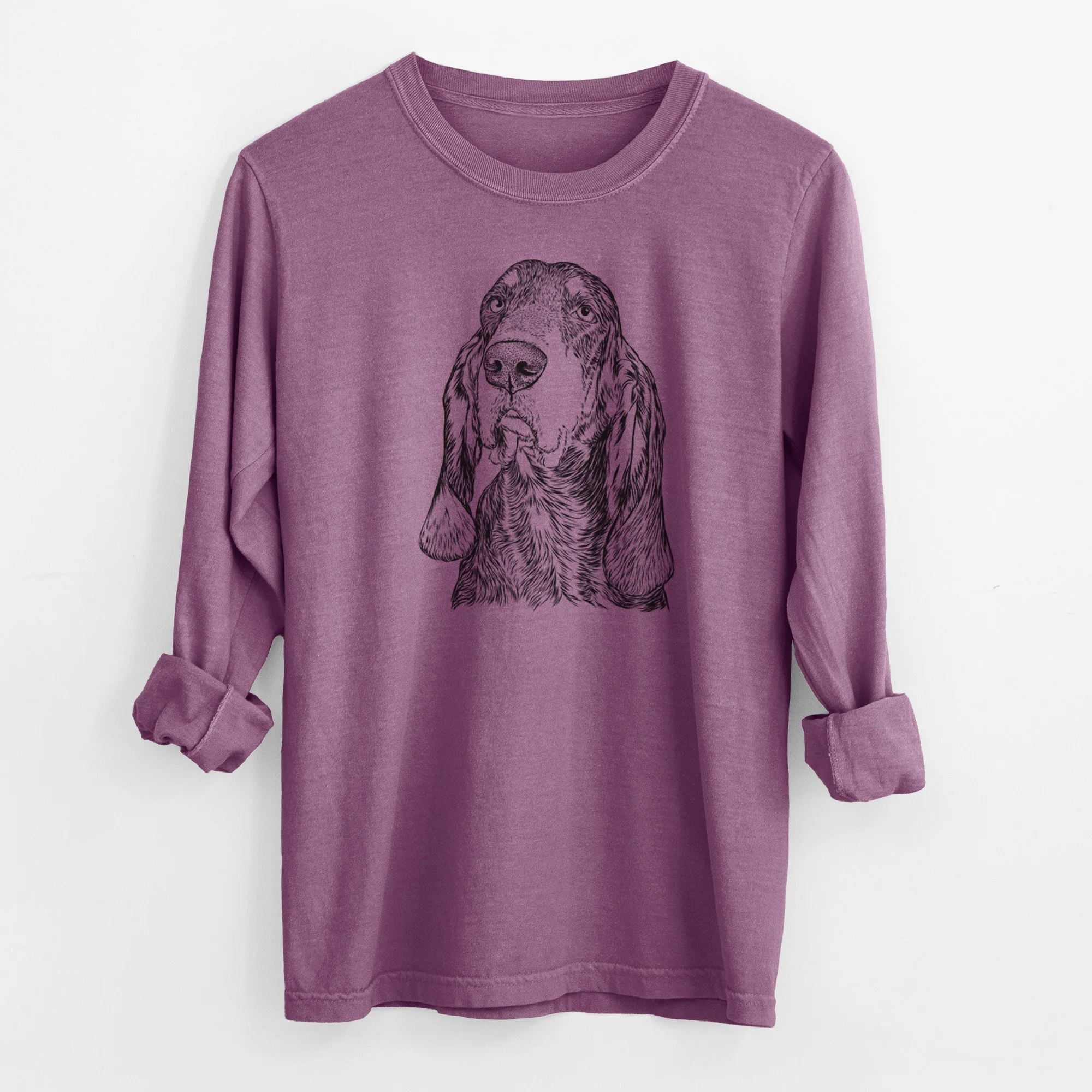 Bare Stu the Black and Tan Coonhound - Men's Heavyweight 100% Cotton Long Sleeve - Image 9