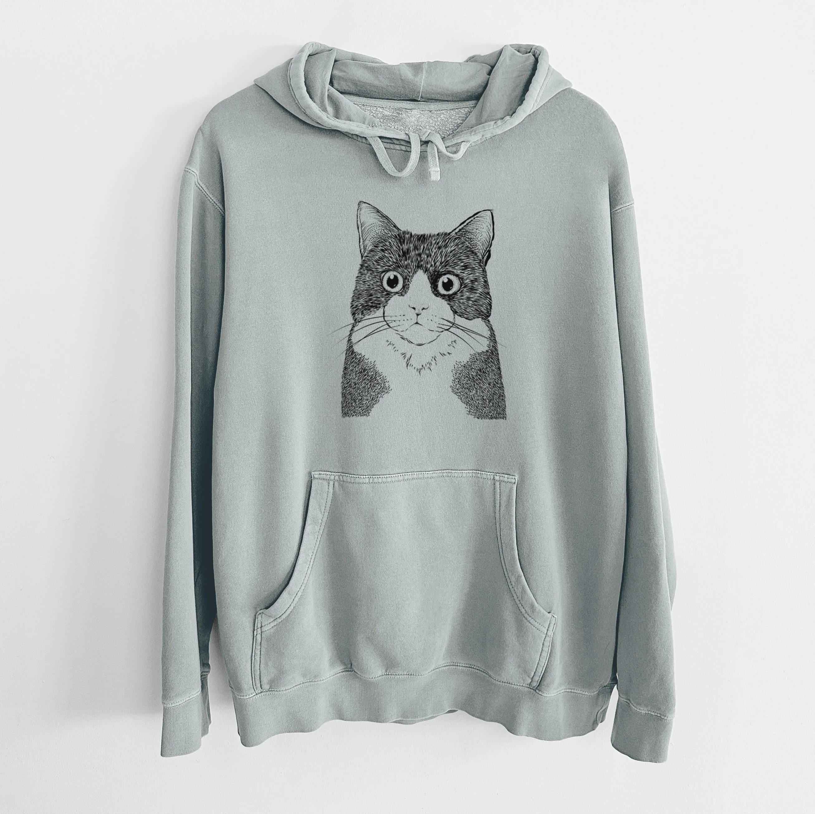 Bare Tux the Tuxedo Cat - Unisex Pigment Dyed Hoodie - Image 8