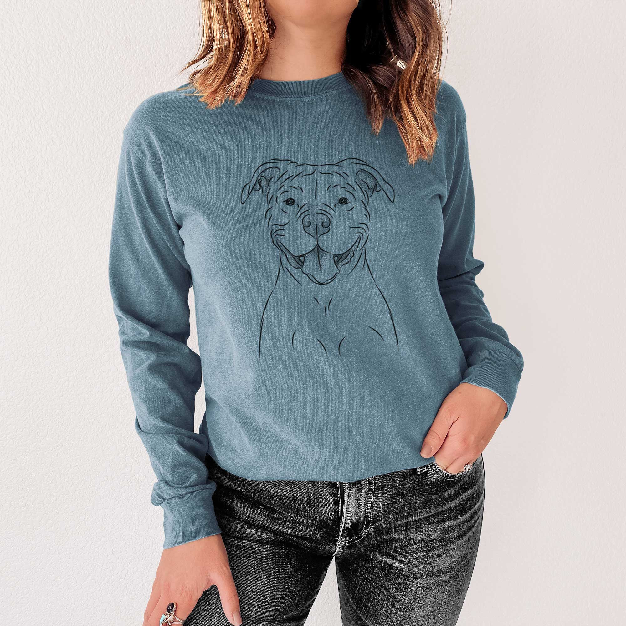 Bare Tyson the American Bulldog - Men's Heavyweight 100% Cotton Long Sleeve - Image 4