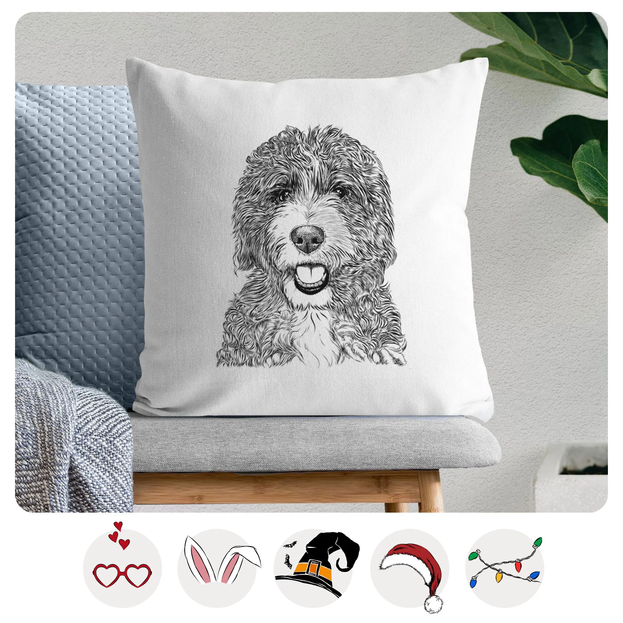 Bash the Bernedoodle - Throw Pillow Cover