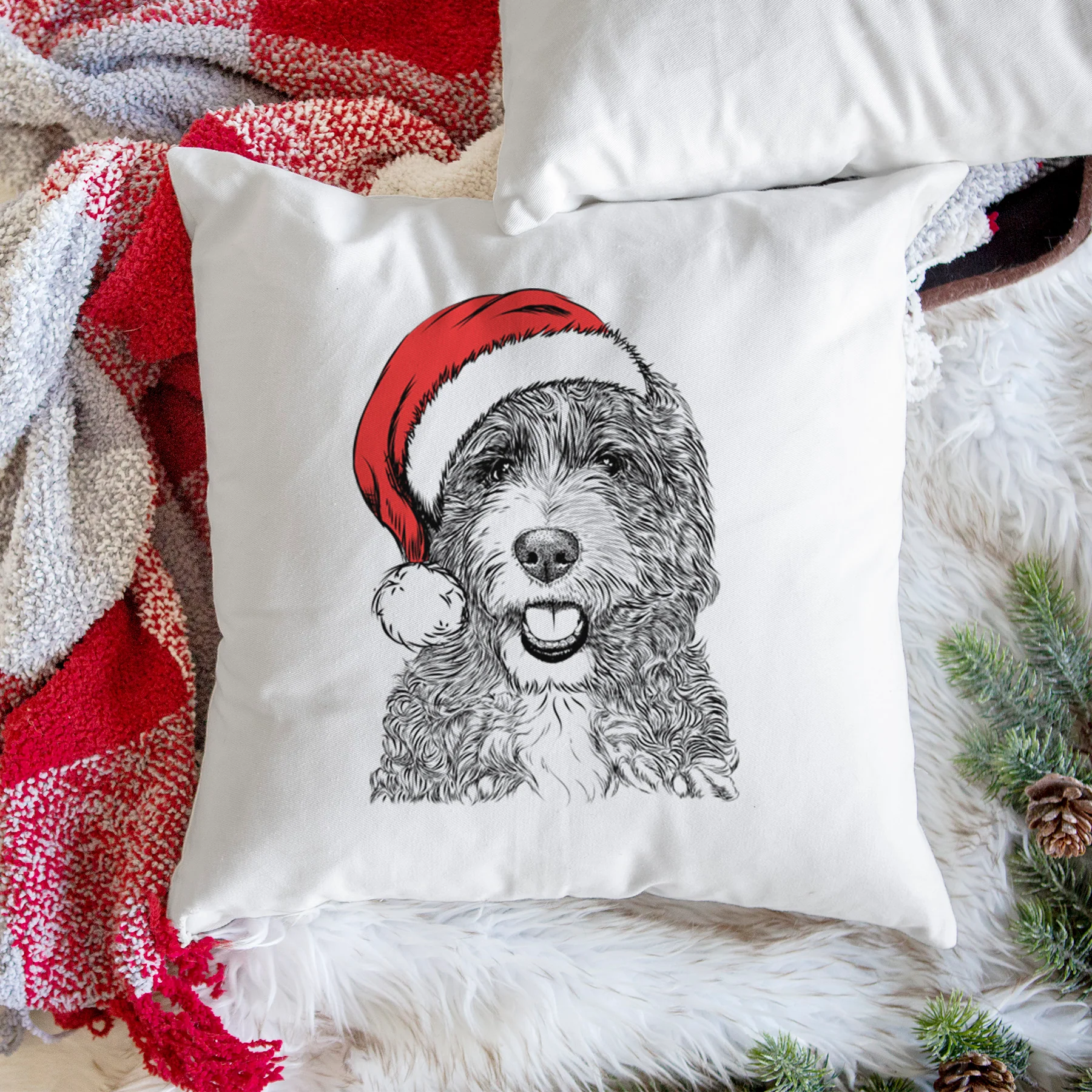 Bash the Bernedoodle - Throw Pillow Cover - Image 3