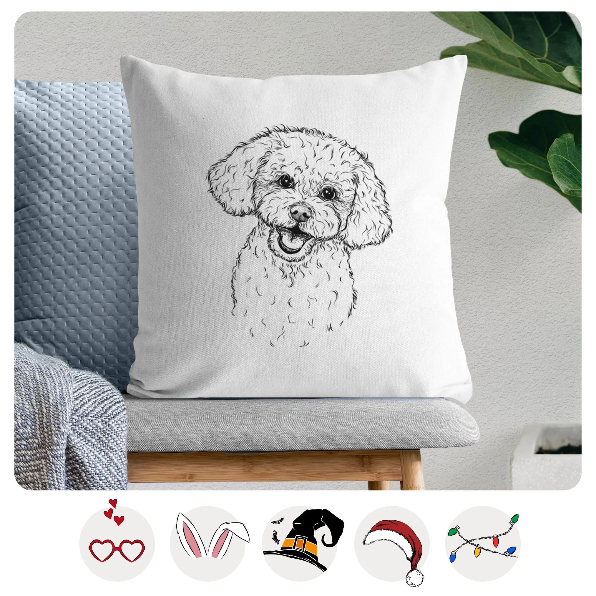 Caesar the Bichon Frise - Throw Pillow Cover