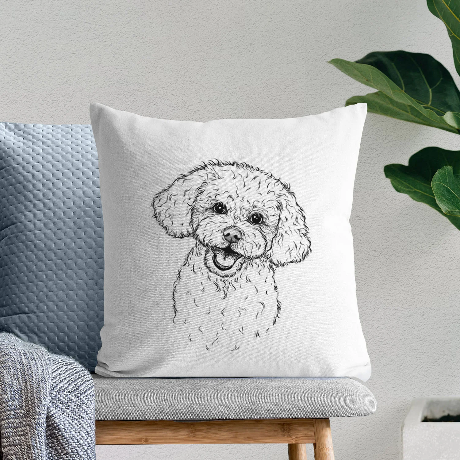 Caesar the Bichon Frise - Throw Pillow Cover - Image 5