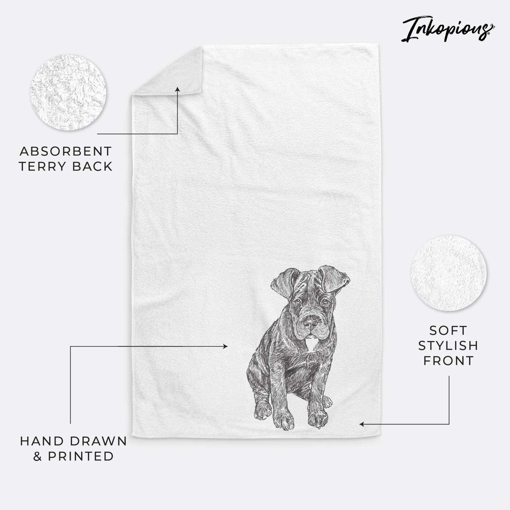 Doodled Kona the Cane Corso Decorative Hand Towel - Image 4