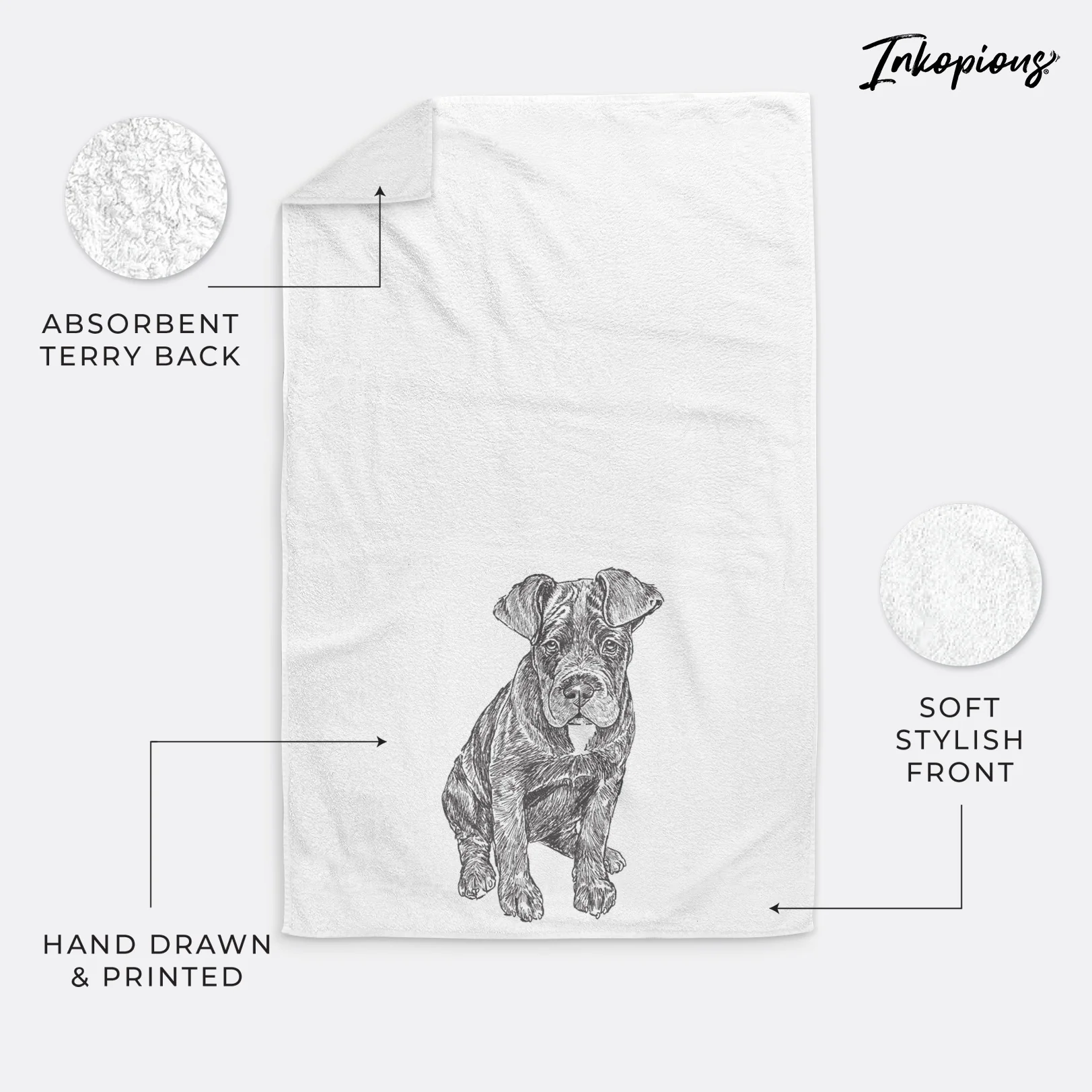 Doodled Kona the Cane Corso Decorative Hand Towel - Image 6
