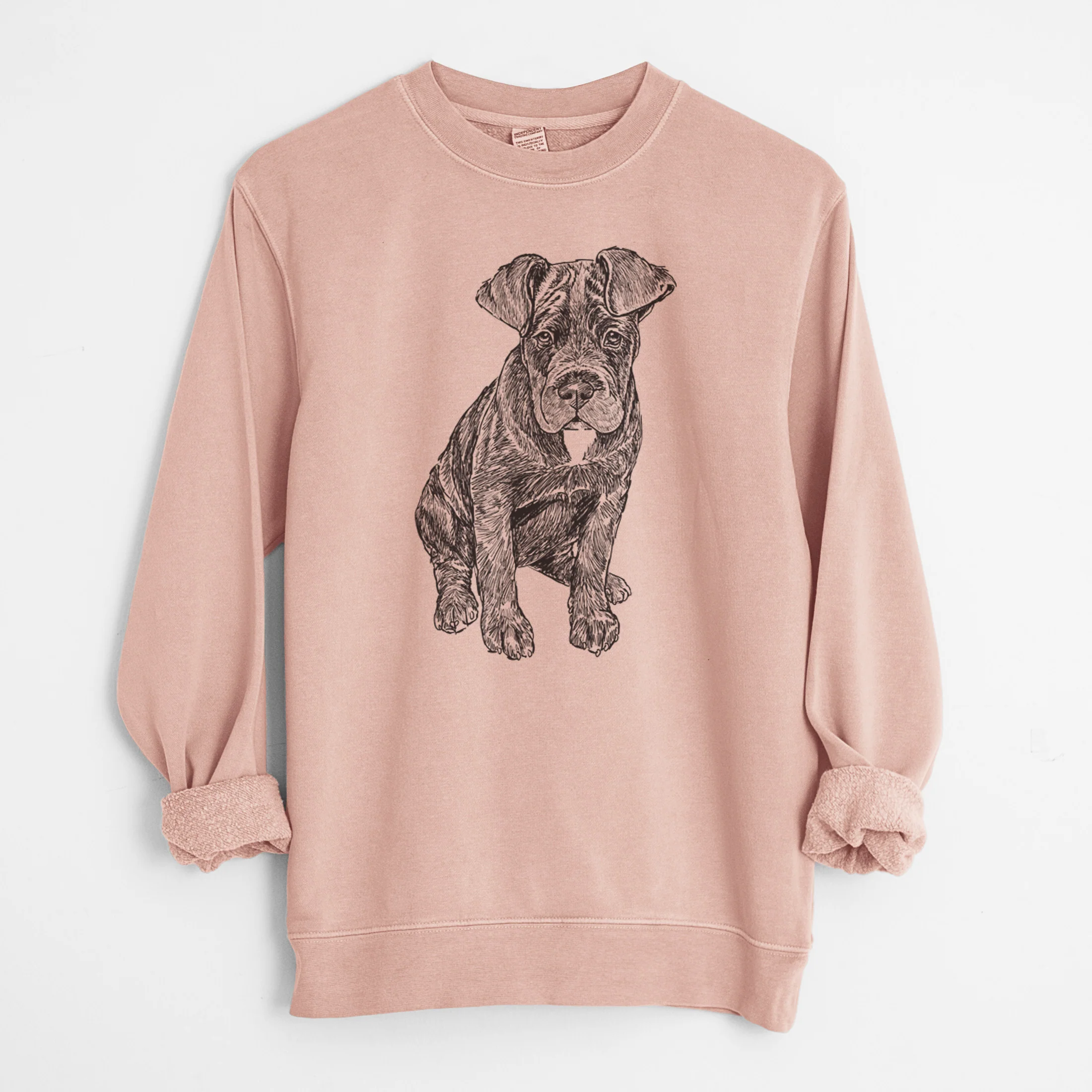 Doodled Kona the Cane Corso - Unisex Pigment Dyed Crew Sweatshirt - Image 6