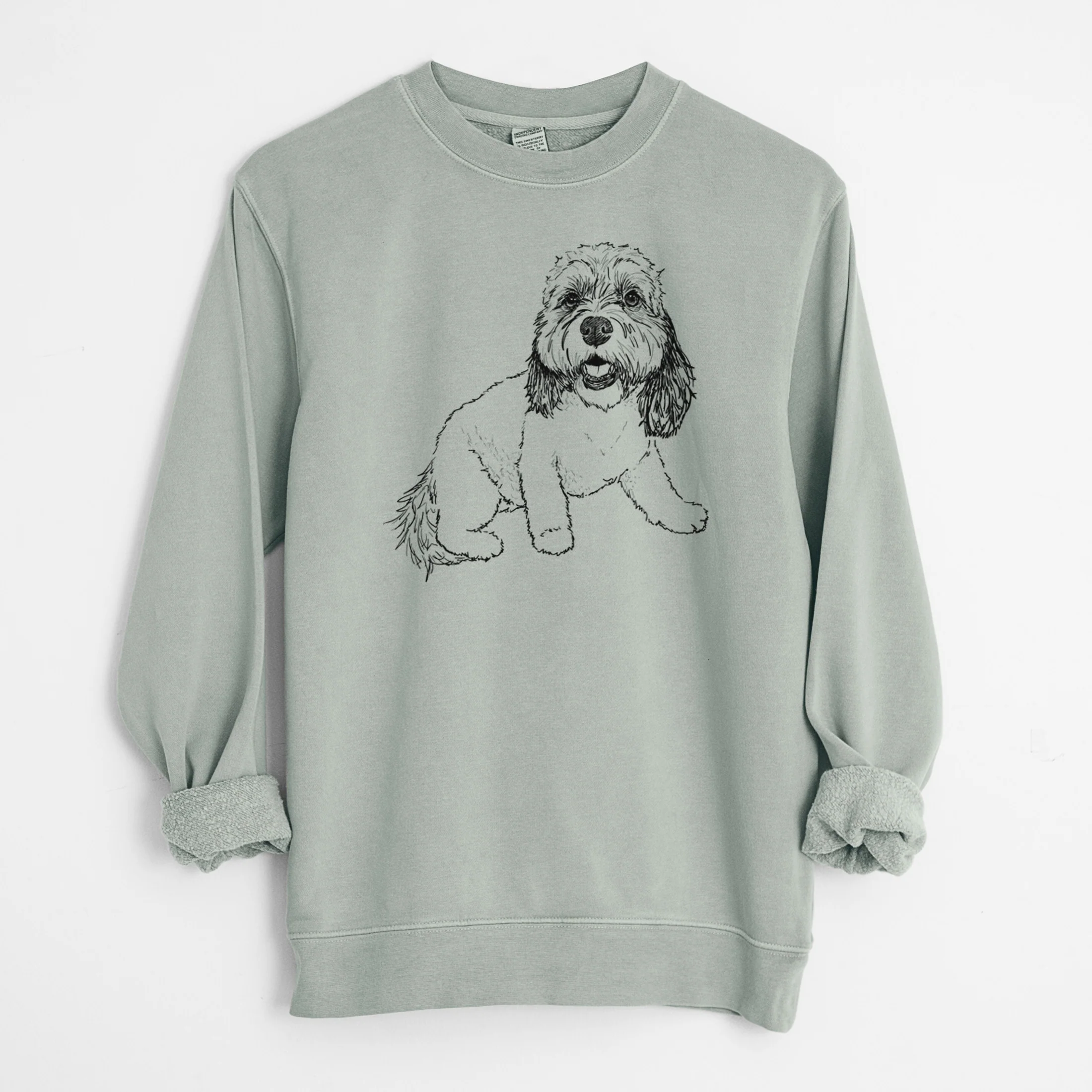 Doodled Max the Cavanese - Unisex Pigment Dyed Crew Sweatshirt - Image 7
