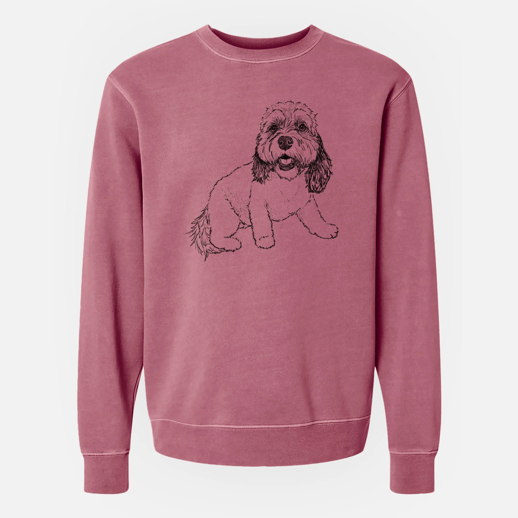 Doodled Max the Cavanese - Unisex Pigment Dyed Crew Sweatshirt - Image 8