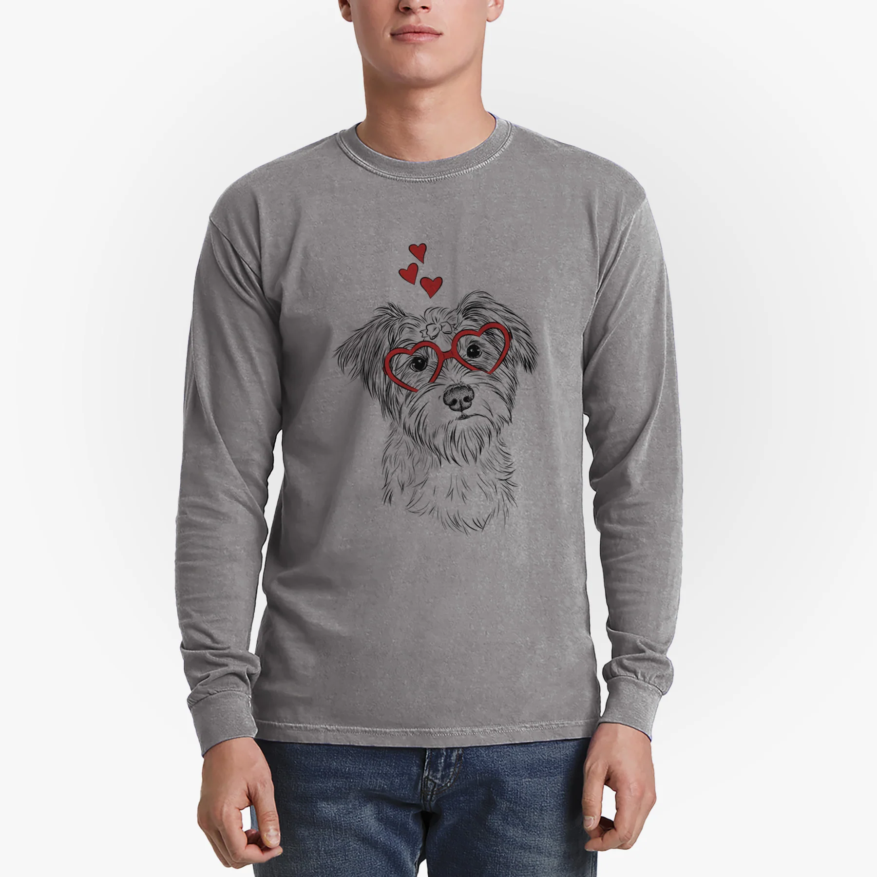 Valentine Birdee the Schnauzer Mix - Heavyweight 100% Cotton Long Sleeve - Image 4