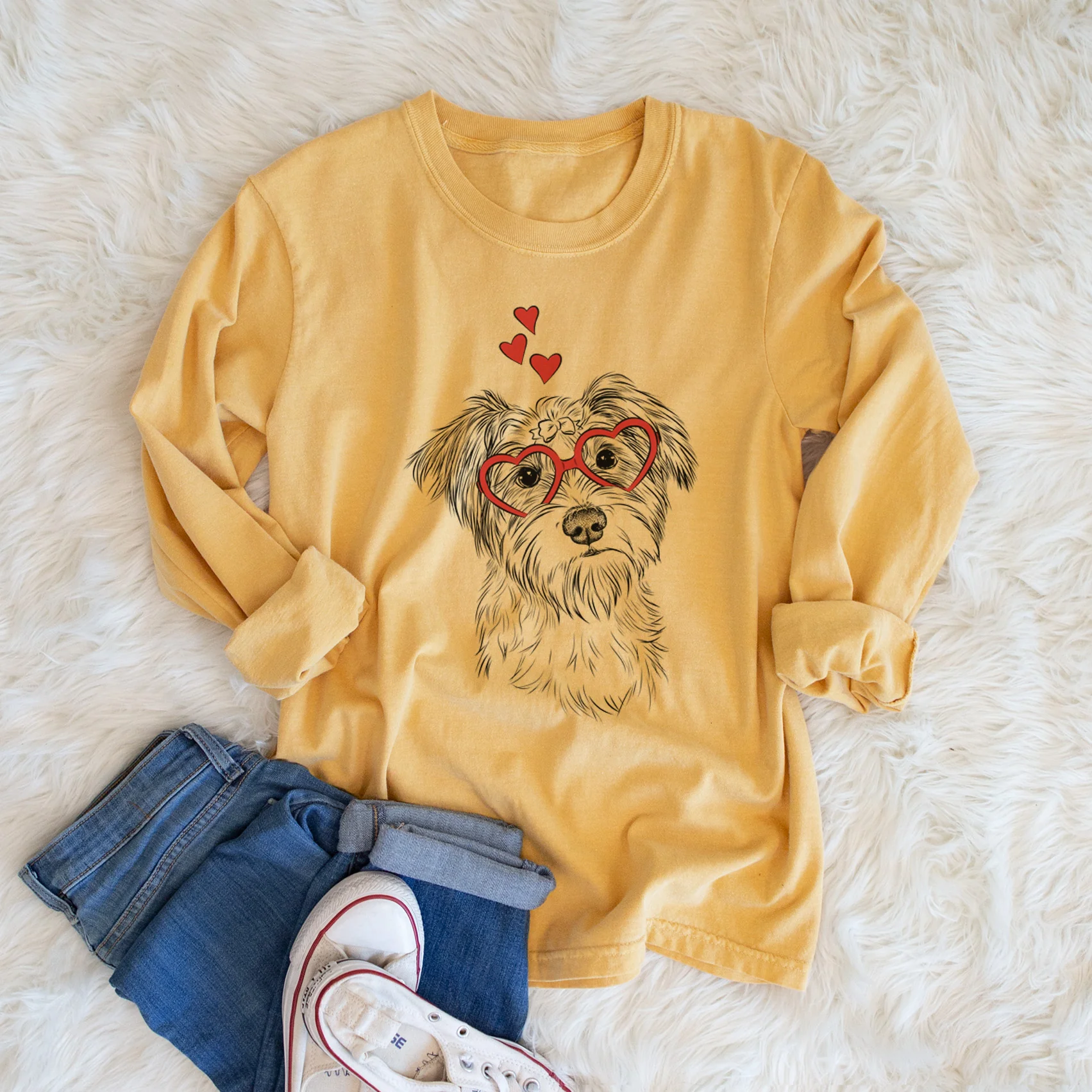 Valentine Birdee the Schnauzer Mix - Heavyweight 100% Cotton Long Sleeve - Image 5