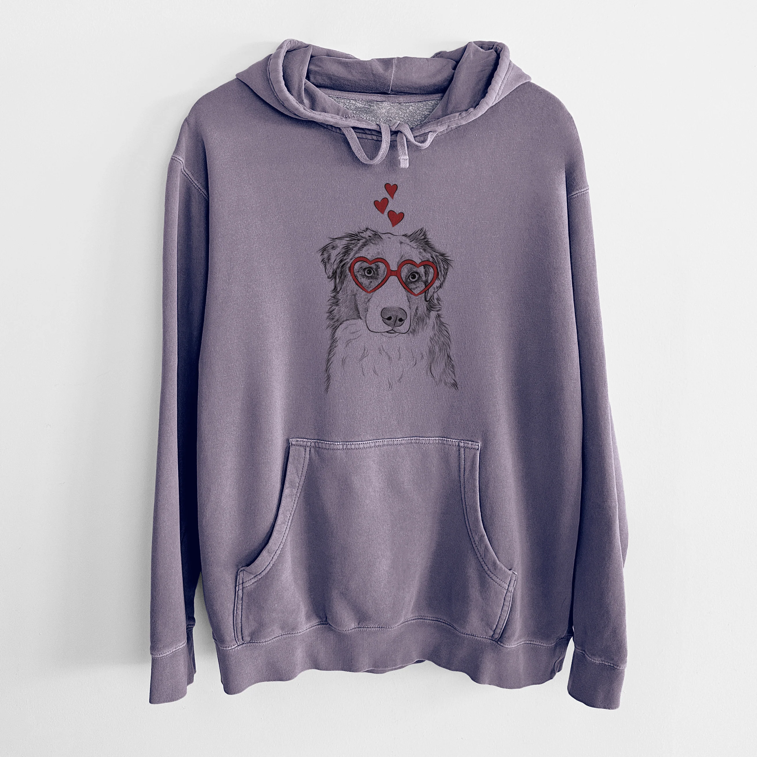 Valentine Ginger the Australian Shepherd - Unisex Pigment Dyed Hoodie - Image 9