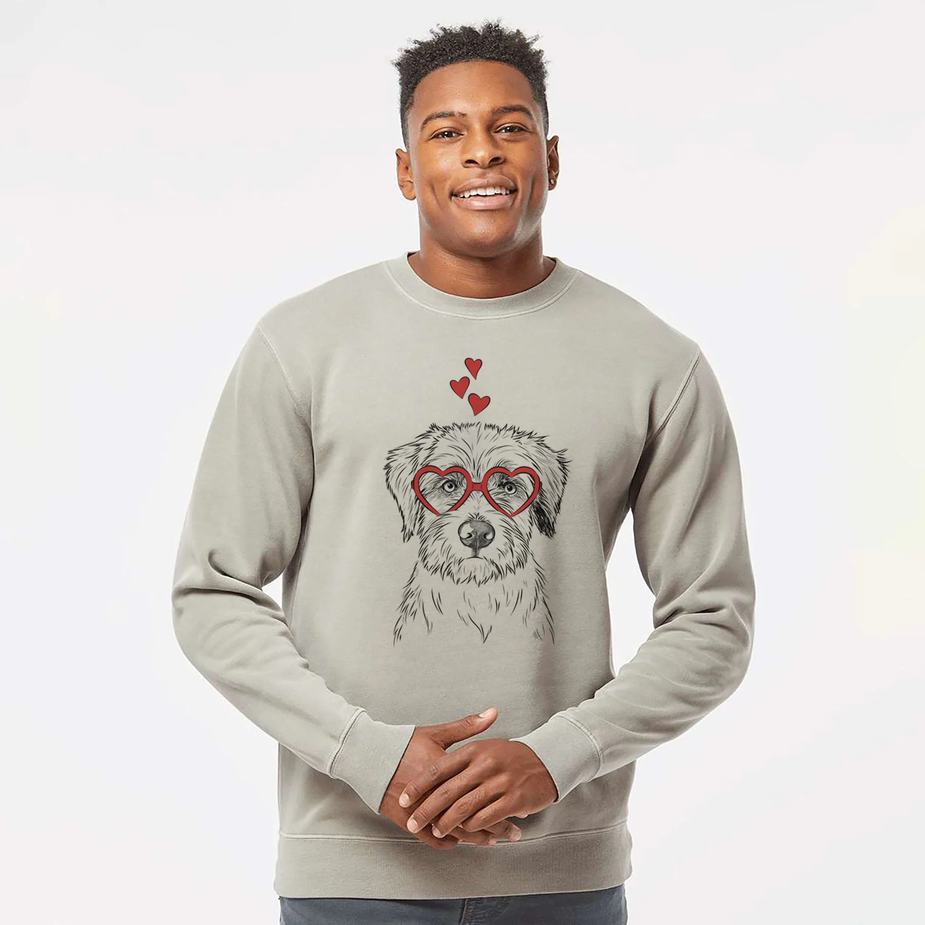 Valentine Marek the Bernedoodle - Unisex Pigment Dyed Crew Sweatshirt - Image 4