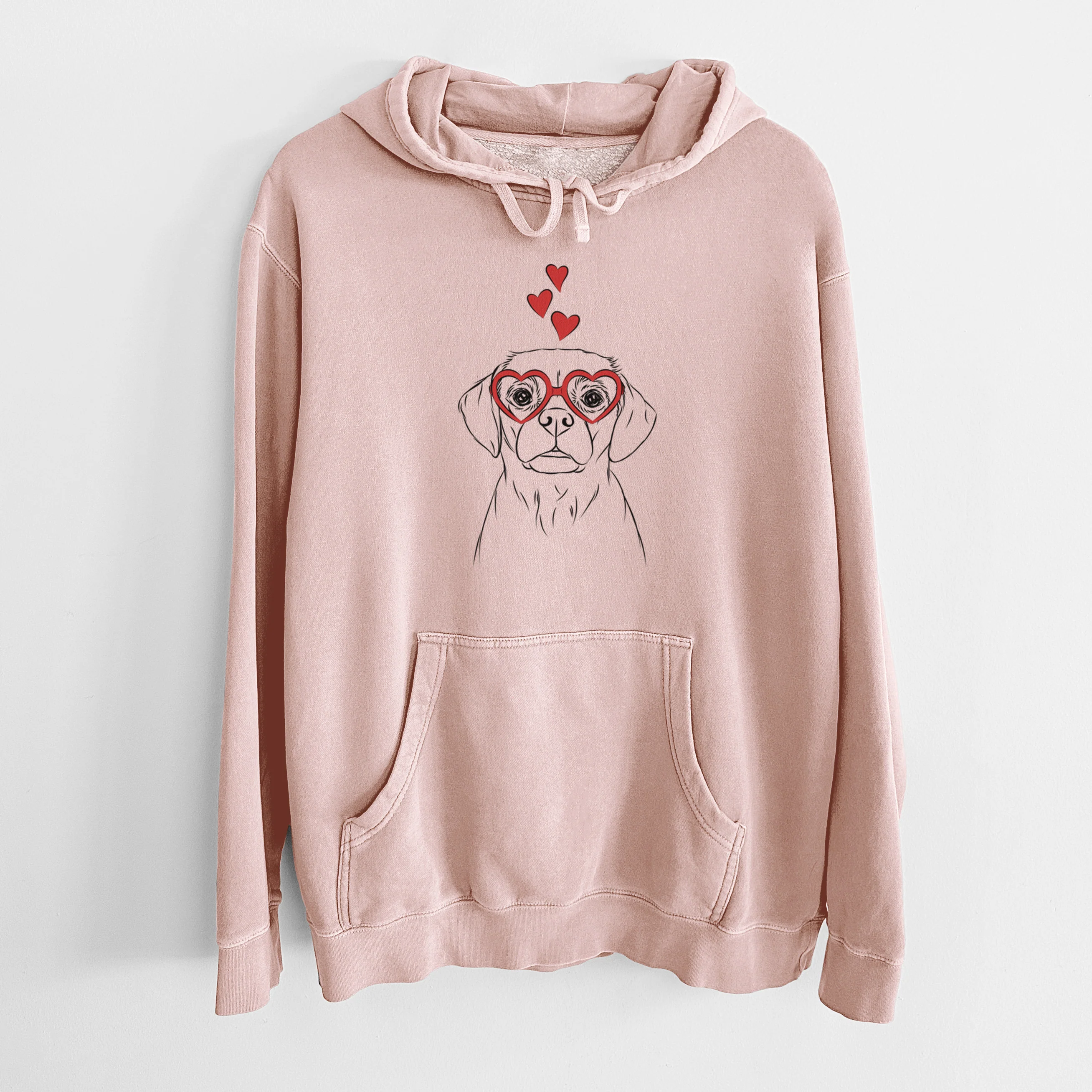 Valentine Popcorn the Puggle - Unisex Pigment Dyed Hoodie
