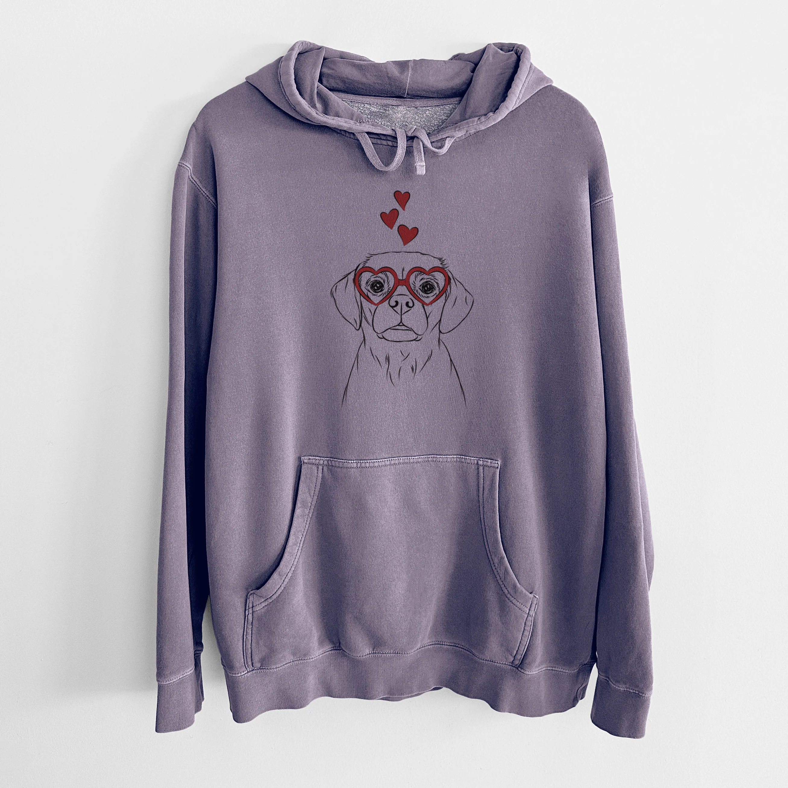 Valentine Popcorn the Puggle - Unisex Pigment Dyed Hoodie - Image 9